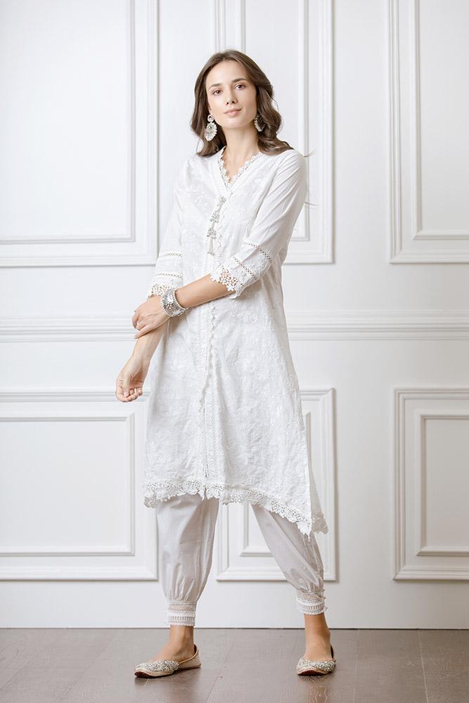 Rosewood Supima Cotton White Kurta Set