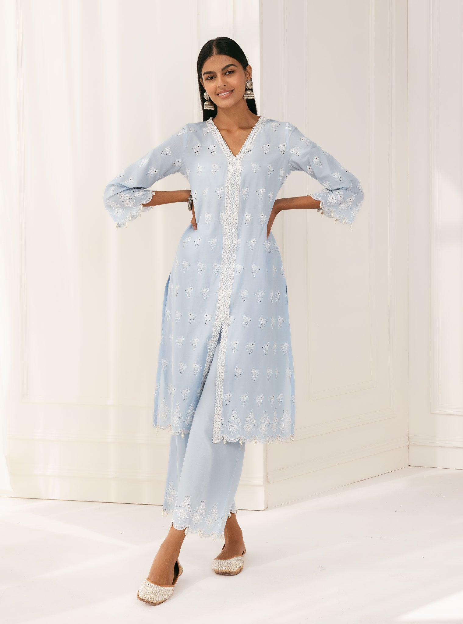 Mulmul Supima Cotton Nitoi Blue Palazzo
