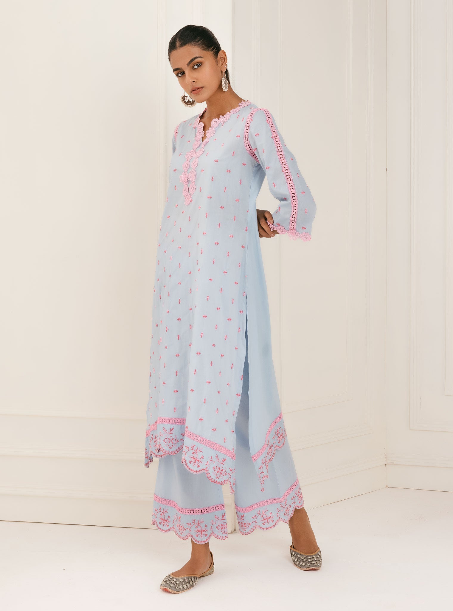 Mulmul Supima Cotton Phey Blue Palazzo