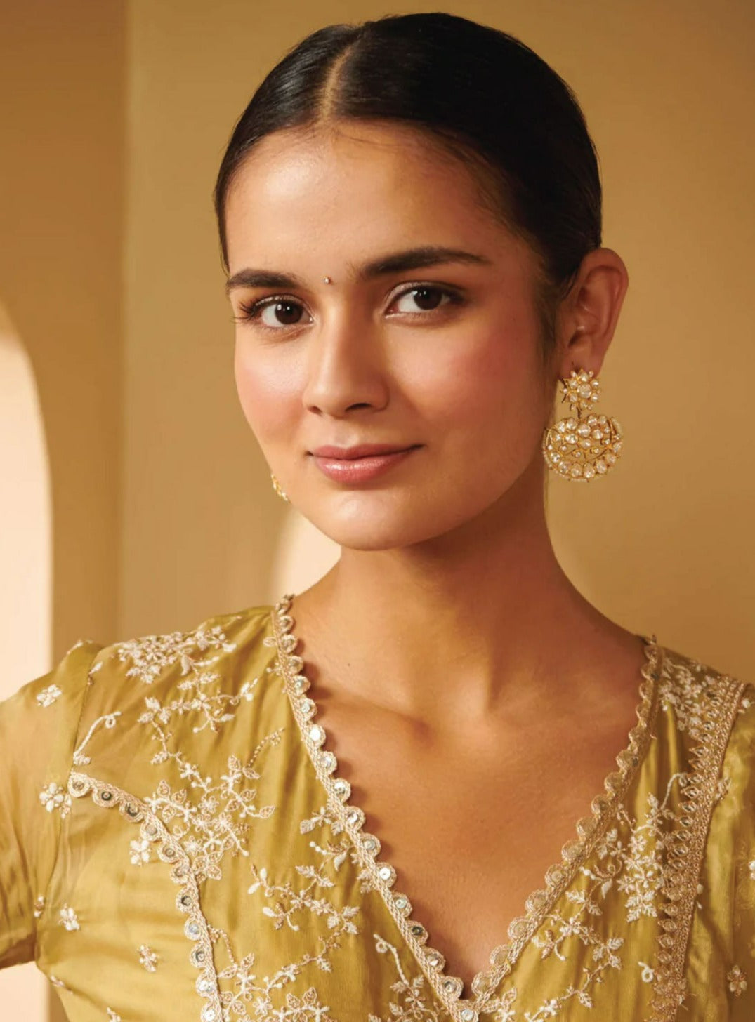 Pure Silver Polki Lotus Earrings