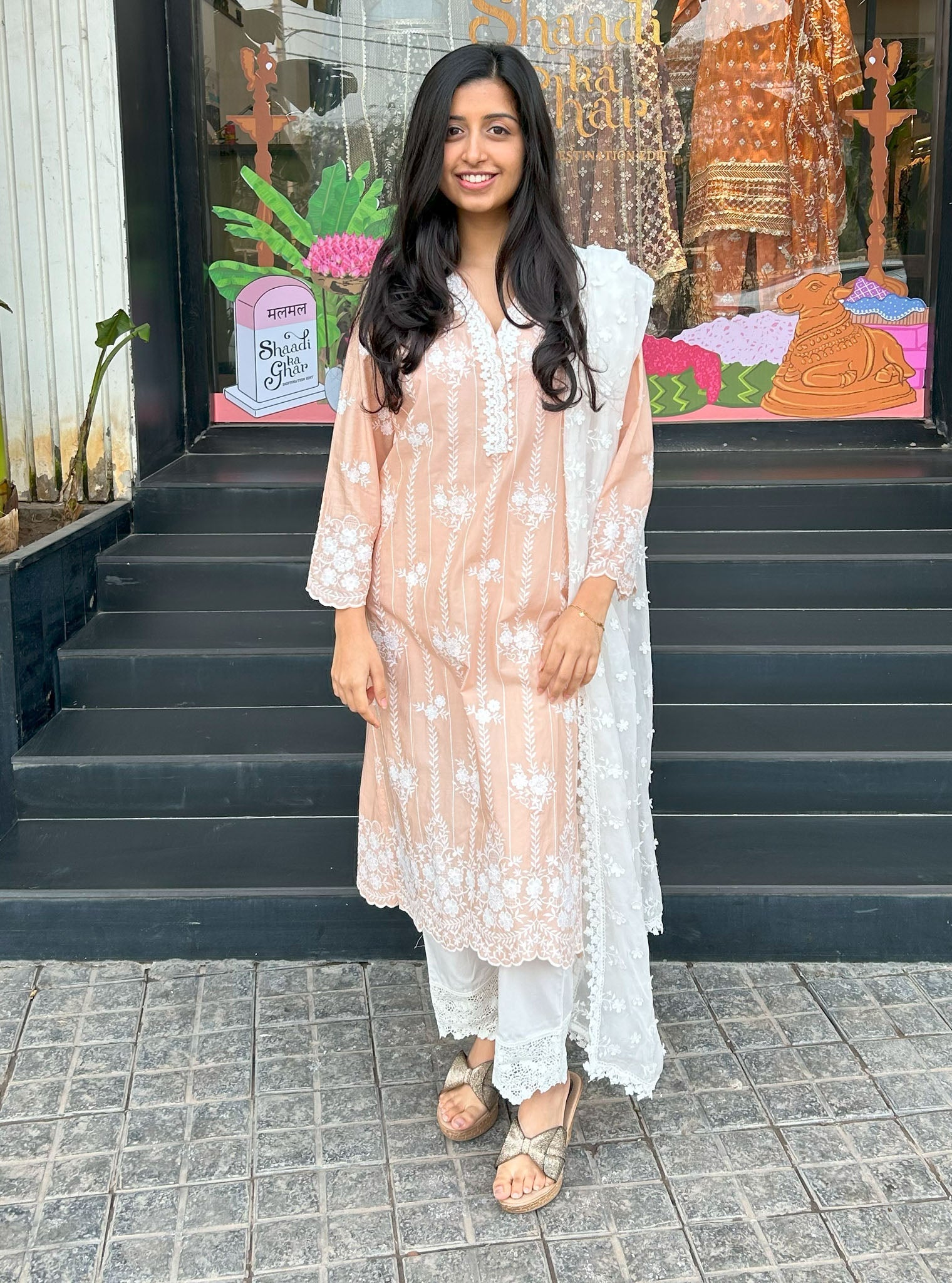 Mulmul Supima Cotton Malani Beige kurta