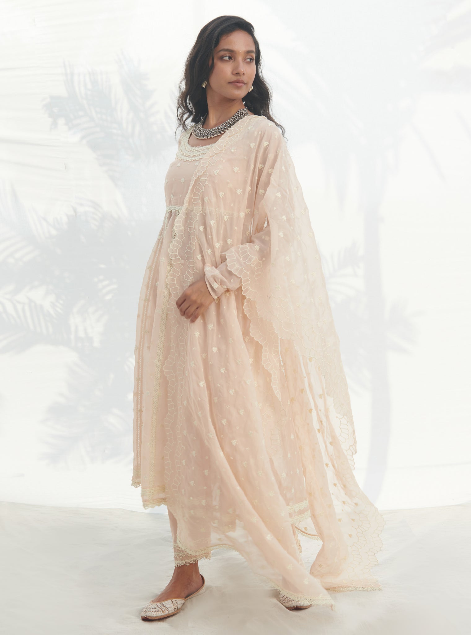 Mulmul Supima Cotton Aldona Beige Dupatta