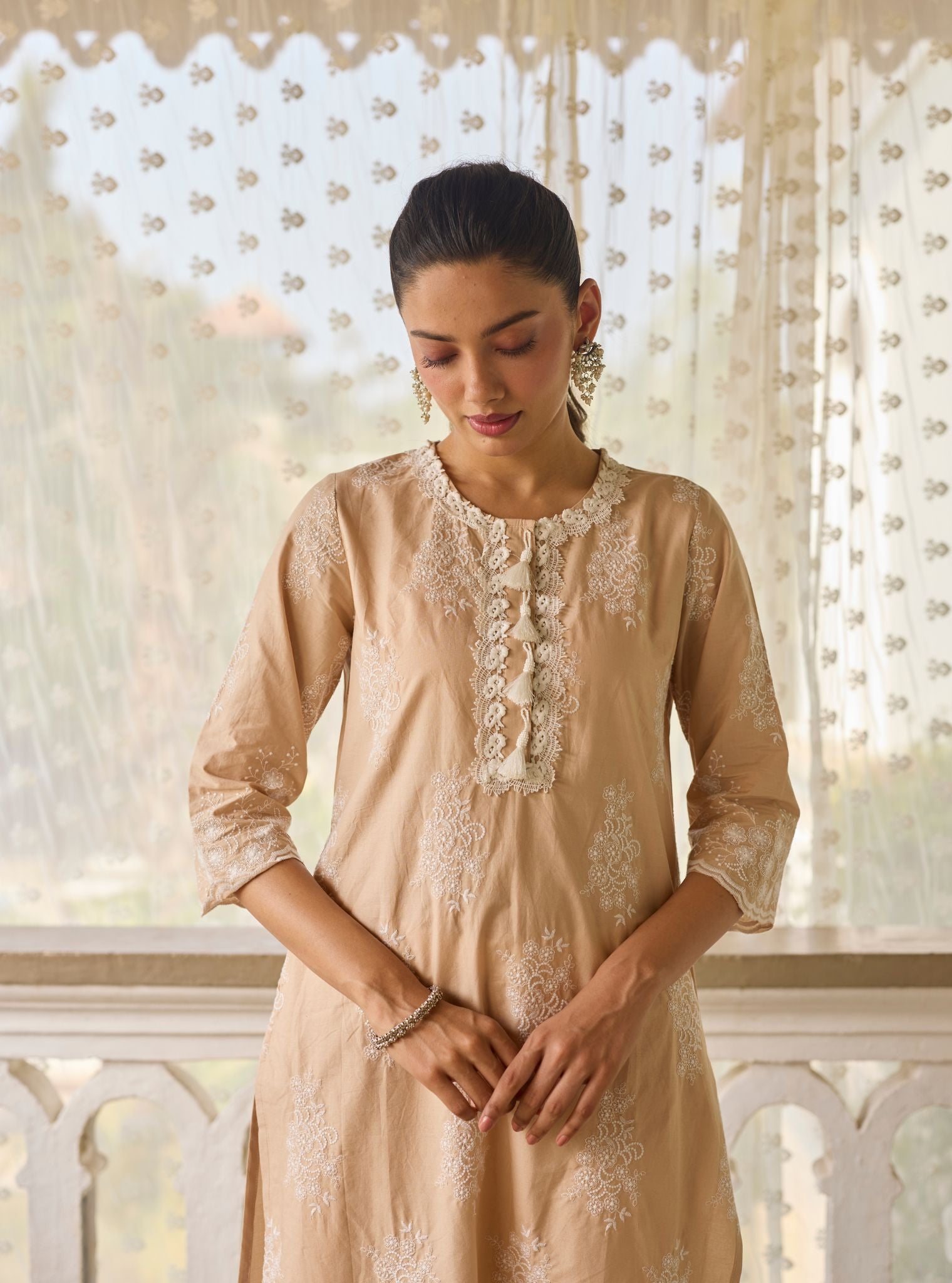 Perla Supima Cotton Beige Kurta Set