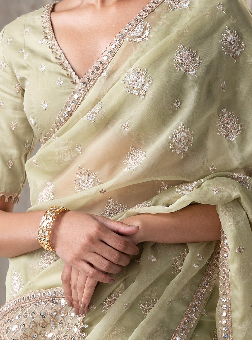 Savani Green Mulberry Silk Saree main image 0