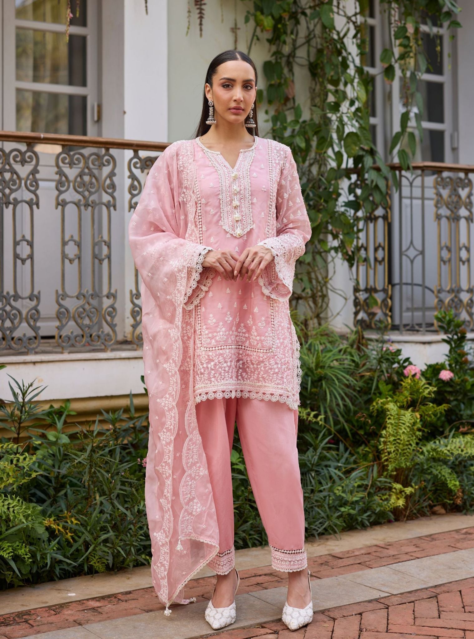 Meyo Organza Pink Kurta Set
