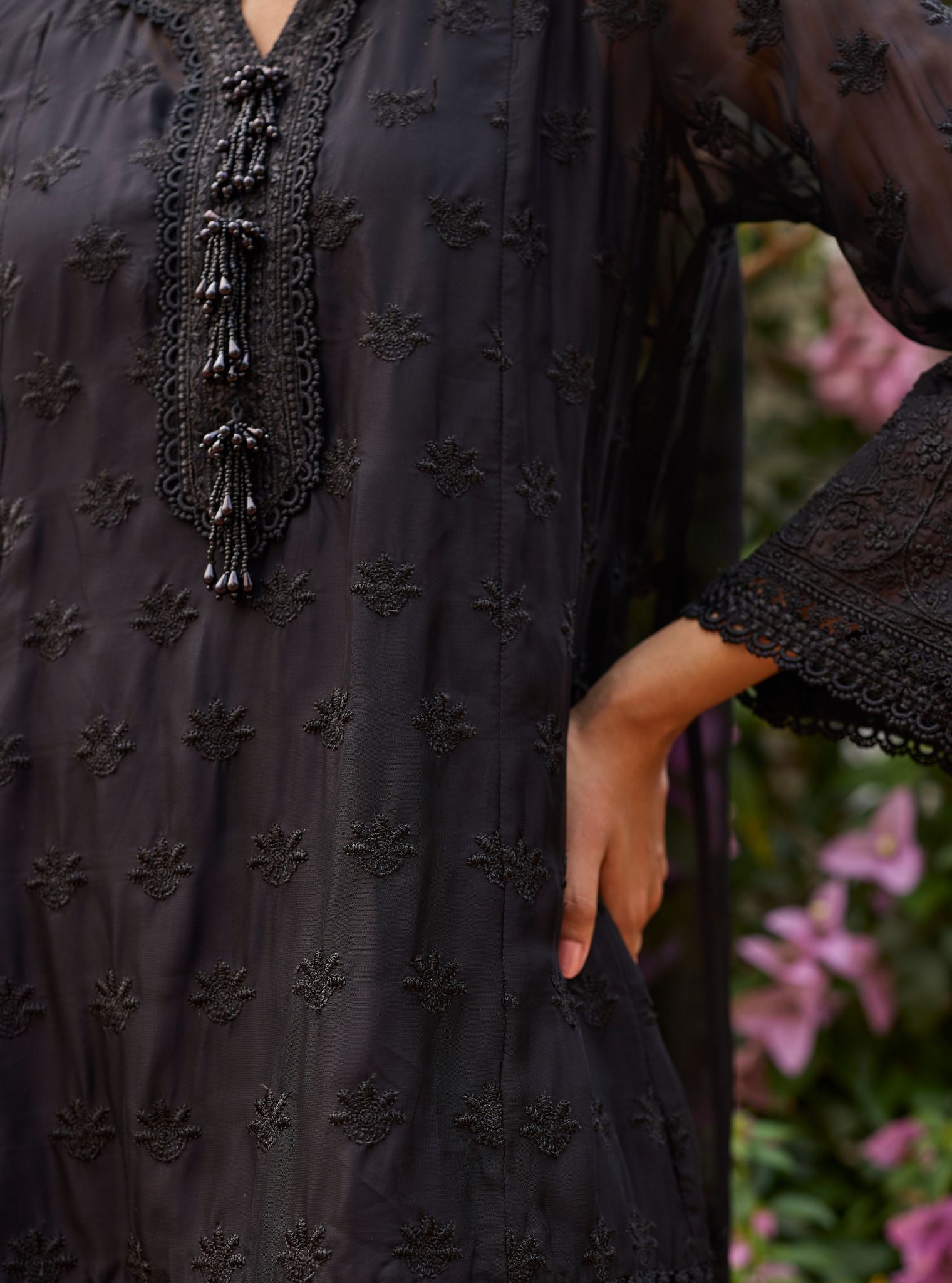 Taroa Organza Black Kurta Set