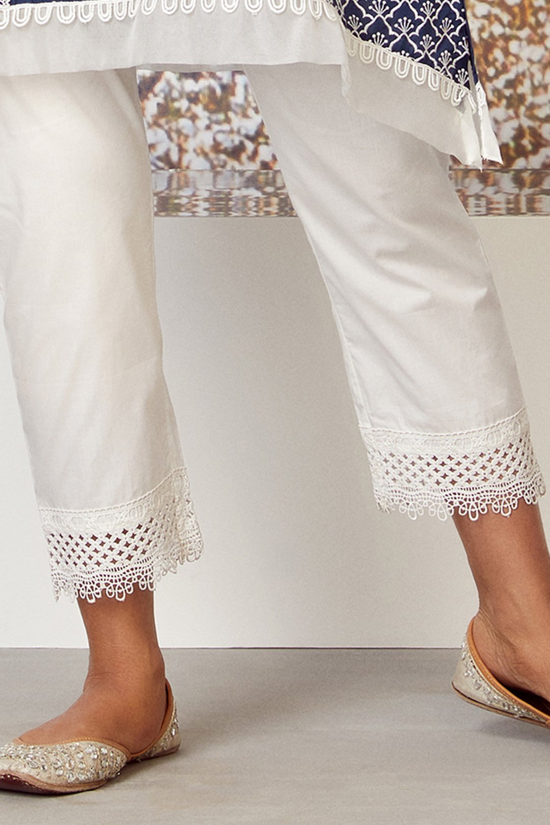 Mulmul Supima Cotton Sage Pyajama White