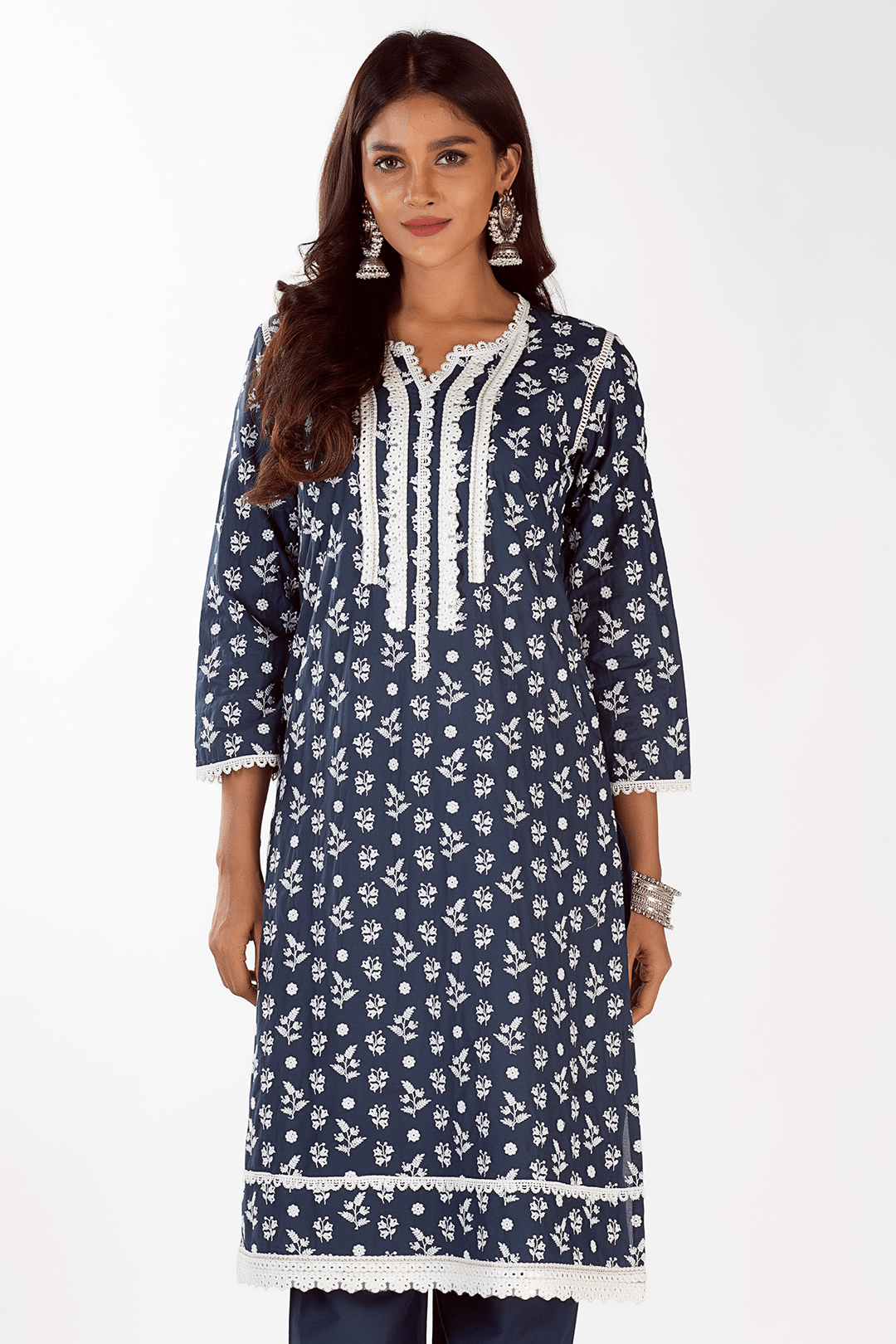 Mulmul Supima Cotton Sierra Navy Kurta