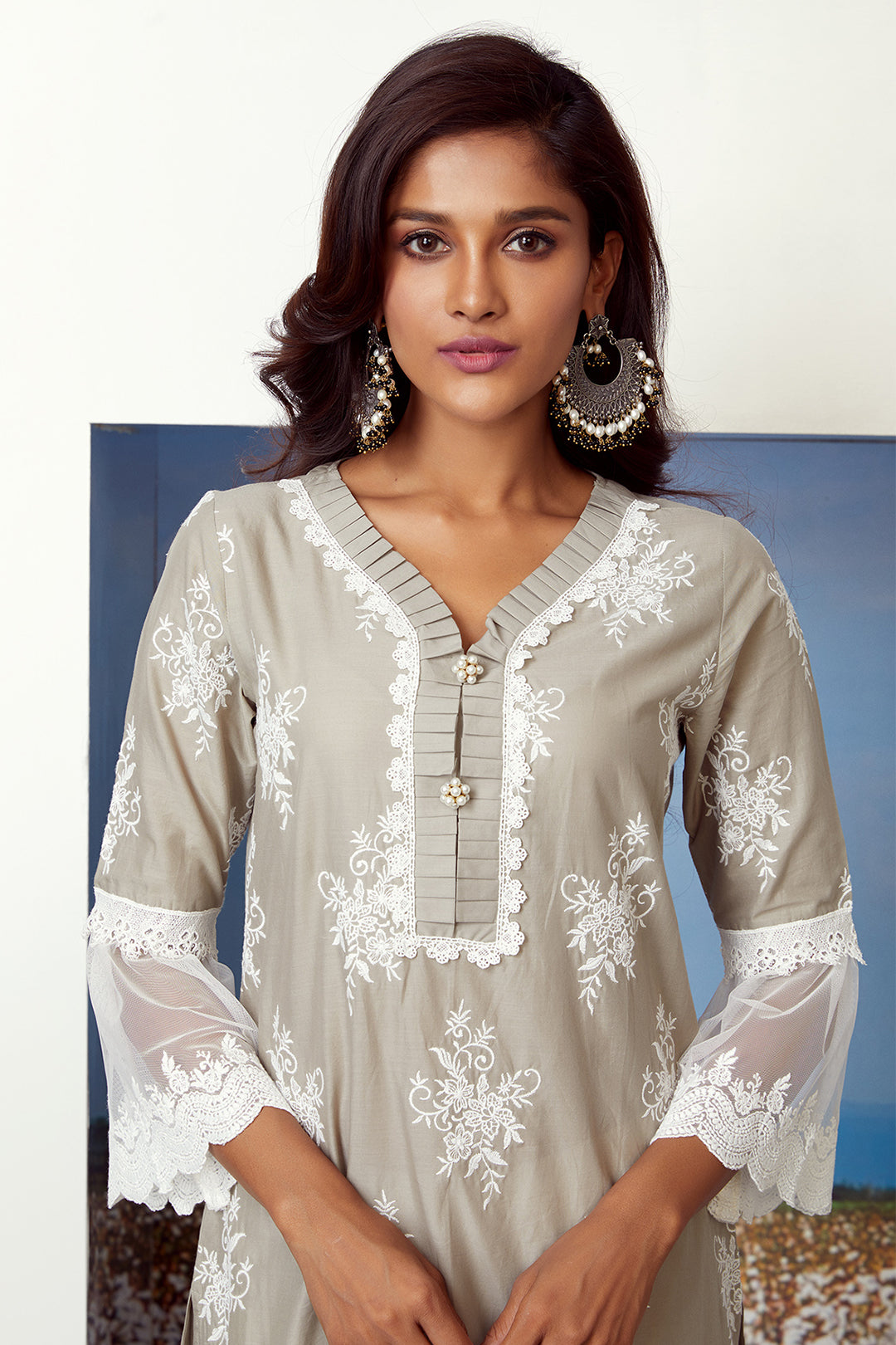 Mulmul Supima Cotton Silver Comet Grey Kurta