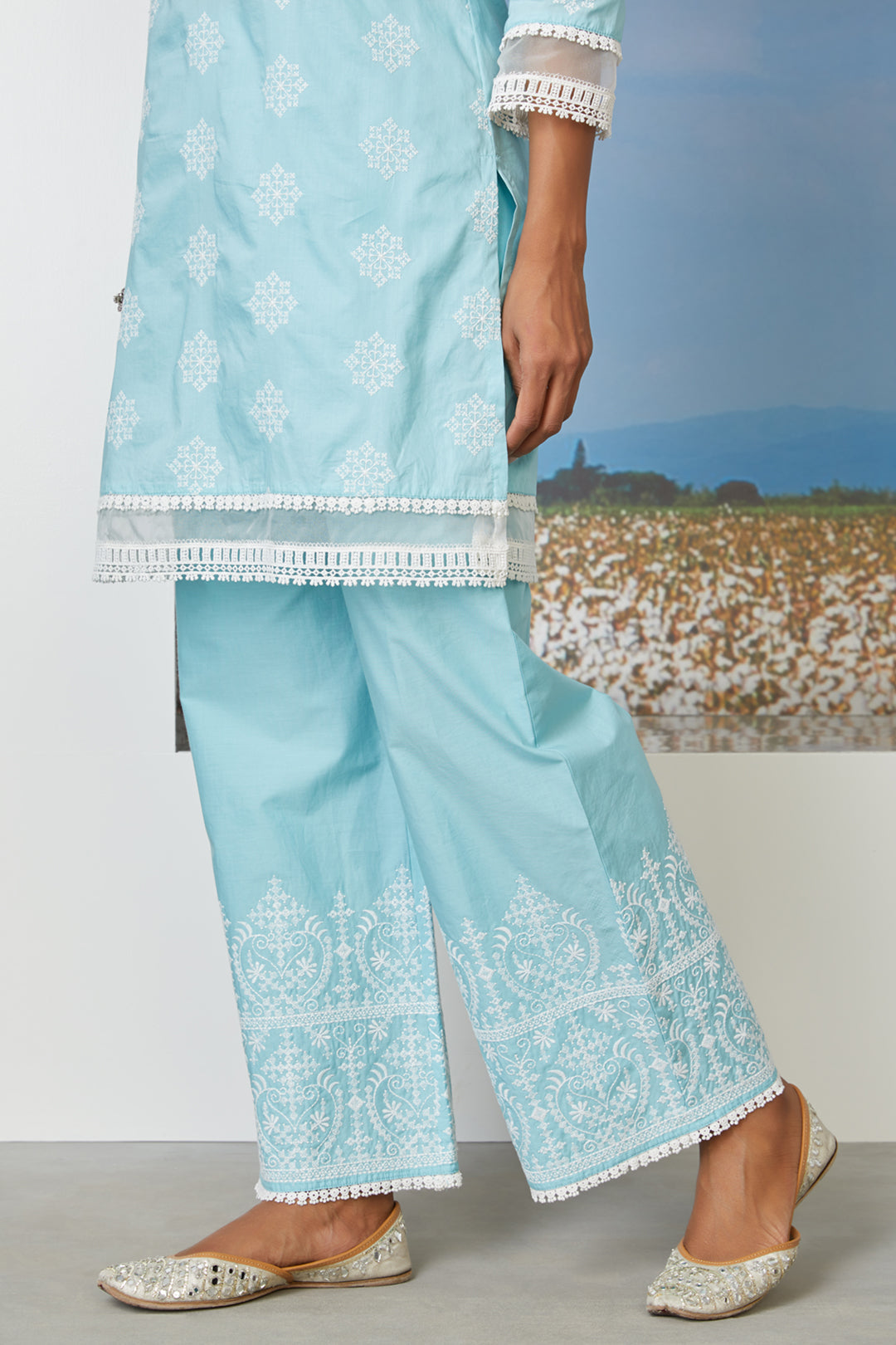 Mulmul Supima Cotton Snow Flake Palazzo