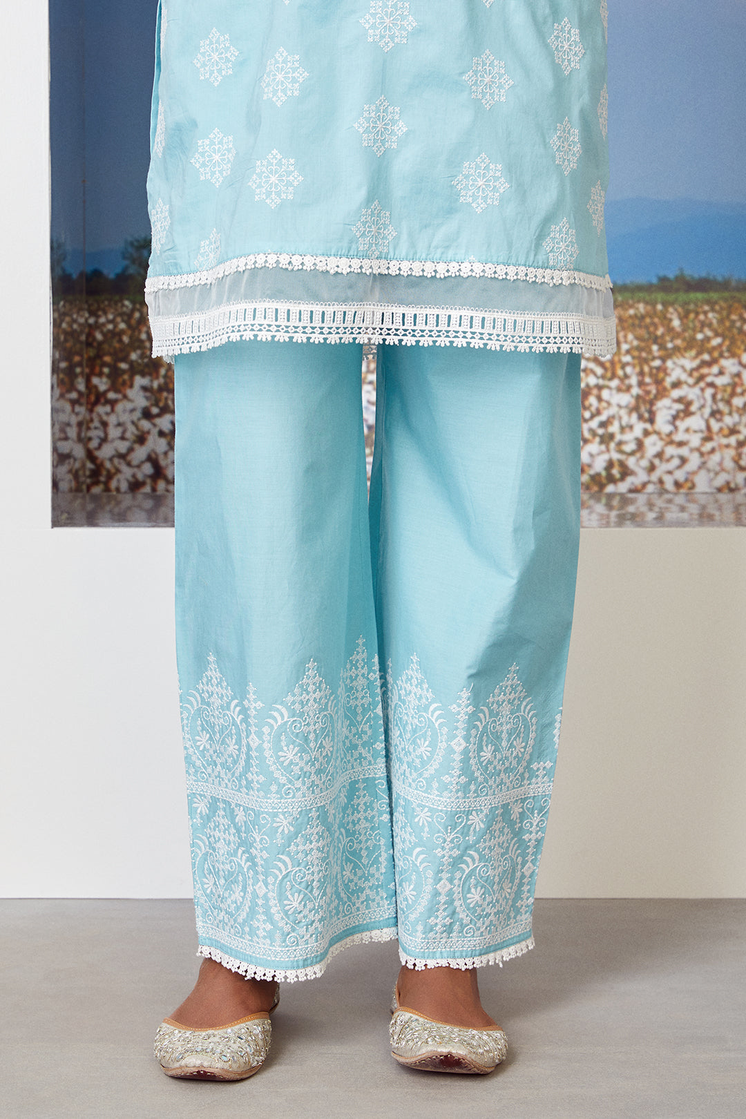 Mulmul Supima Cotton Snow Flake Palazzo