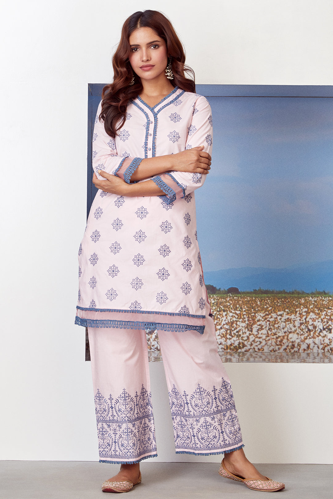 Mulmul Supima Cotton Snow Flake Kurta