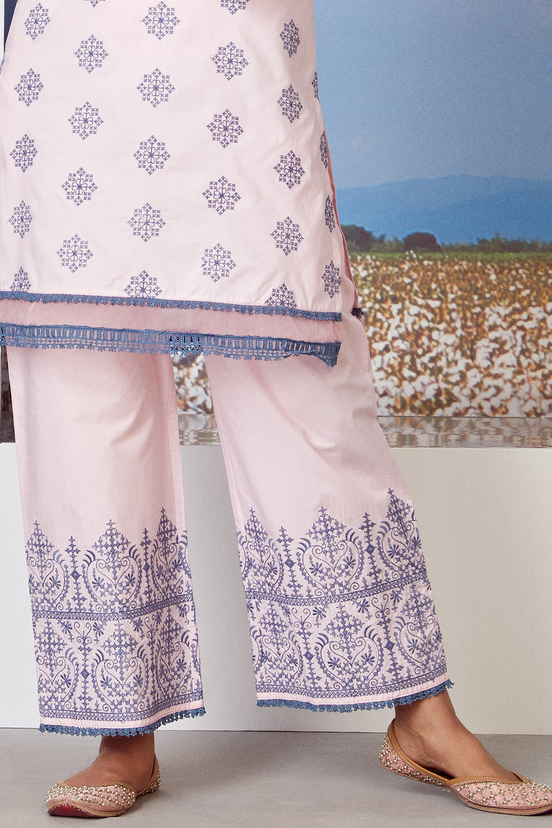 Mulmul Supima Cotton Snow Flake Palazzo