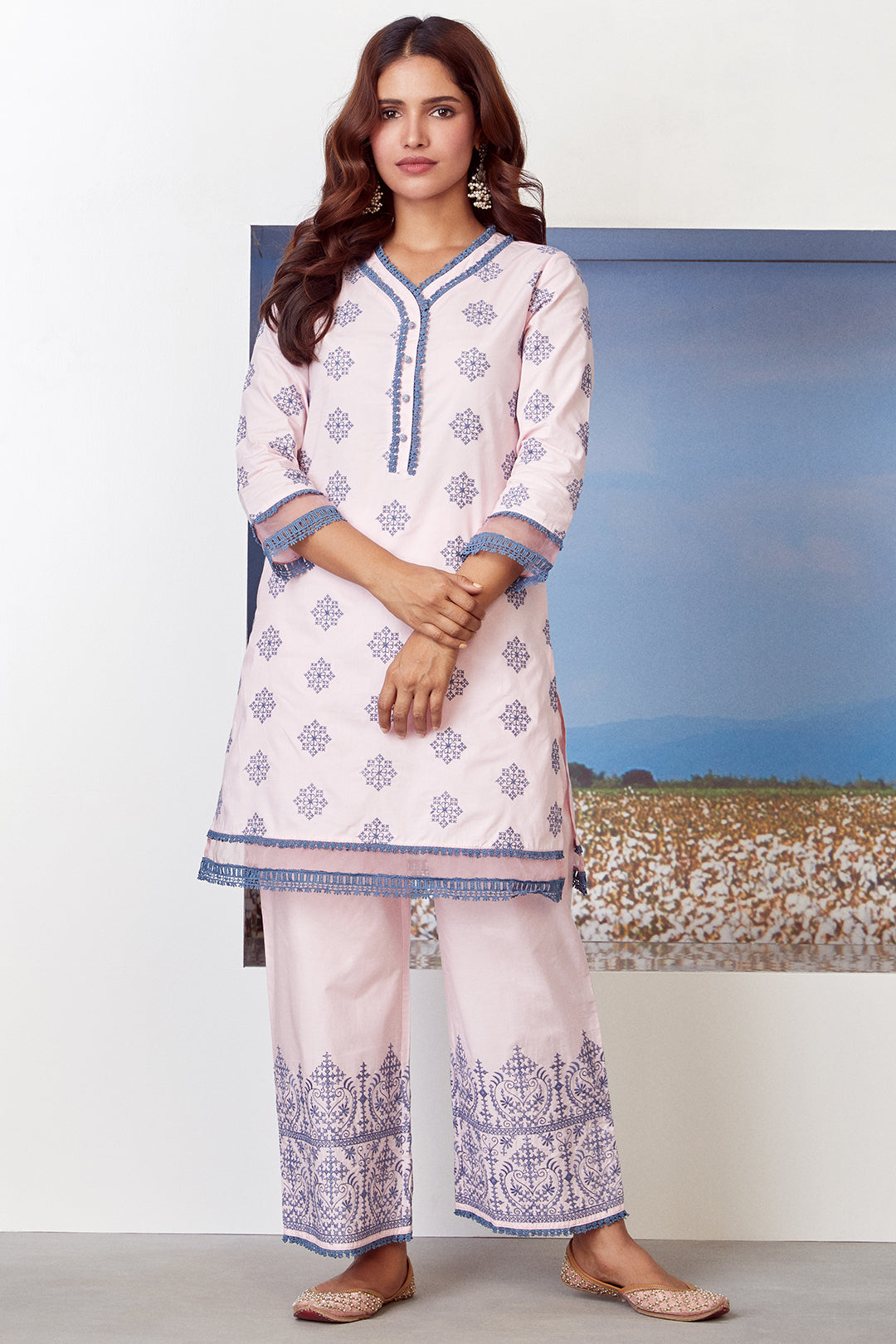 Mulmul Supima Cotton Snow Flake Kurta
