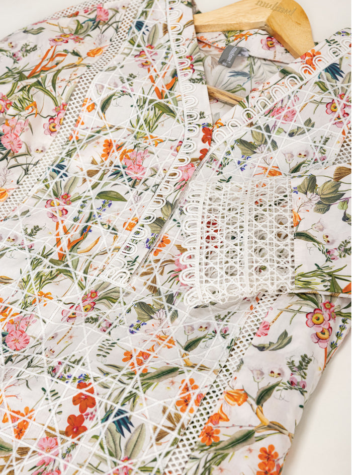 Mulmul Supima Cotton Stassie White Kurta