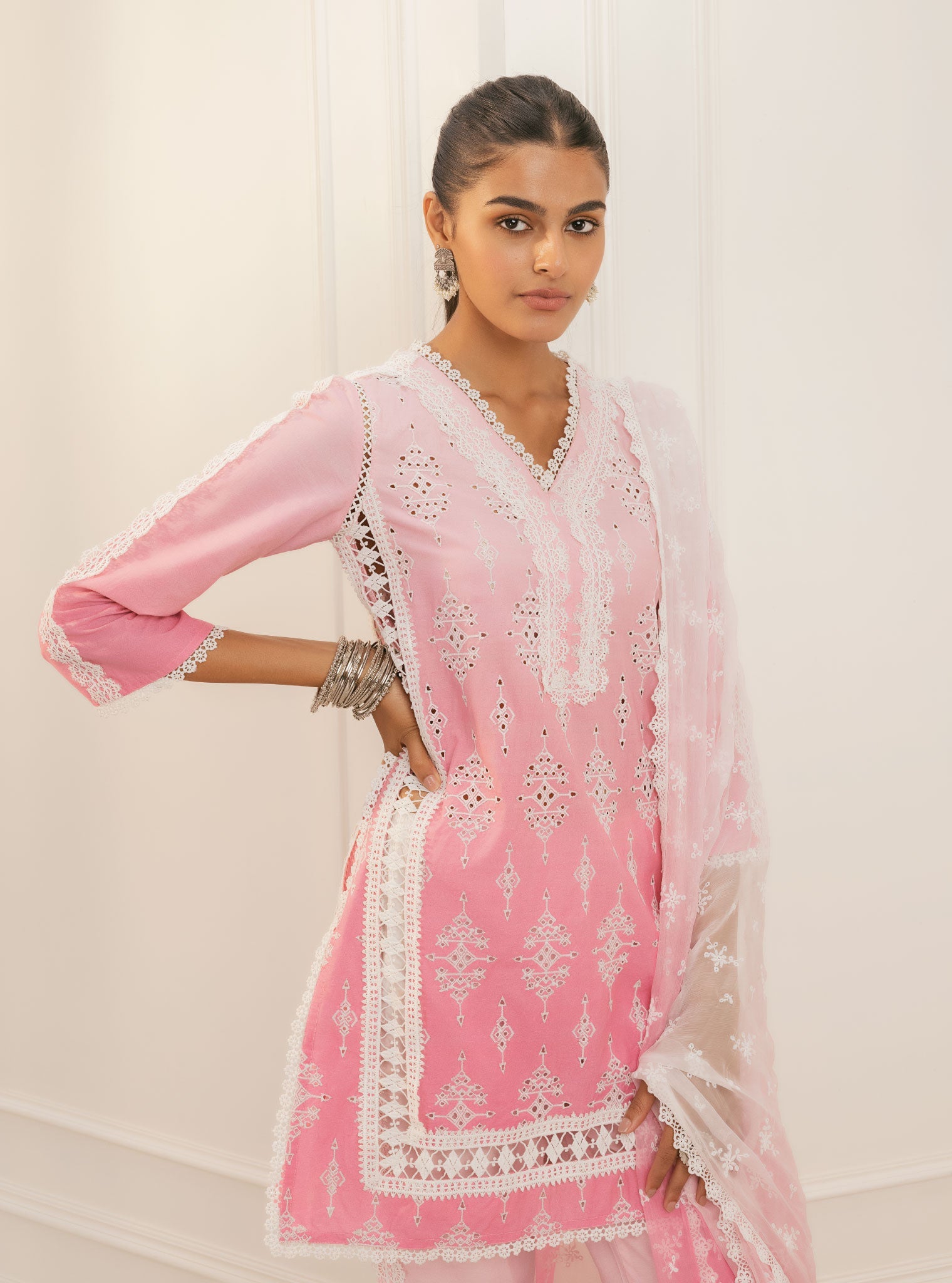 Mulmul Chiffon Feni Pink Dupatta