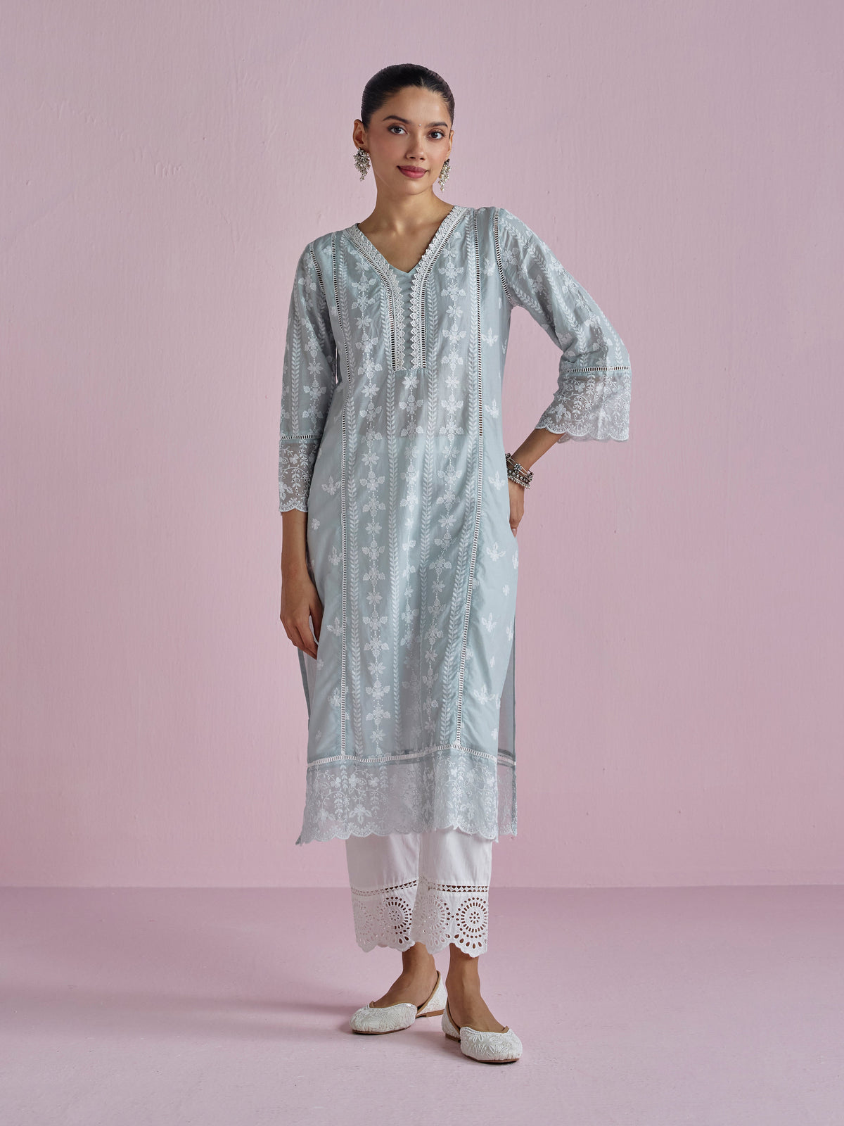 Arpina Supima Cotton Light Blue Kurta Set