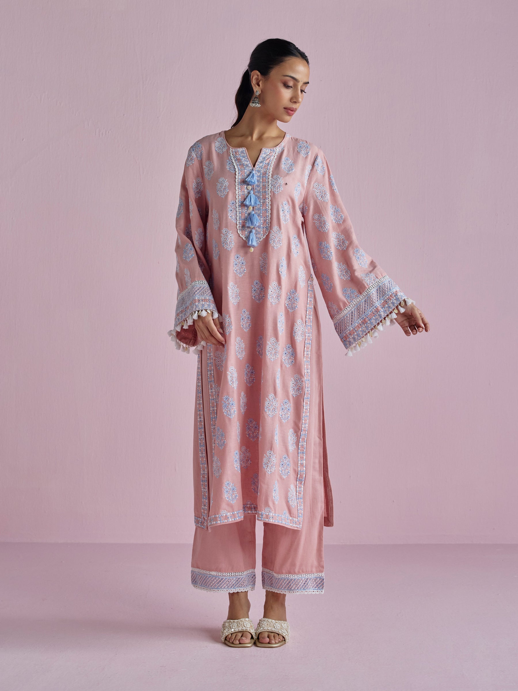 Lume Linen Pink Kurta Set