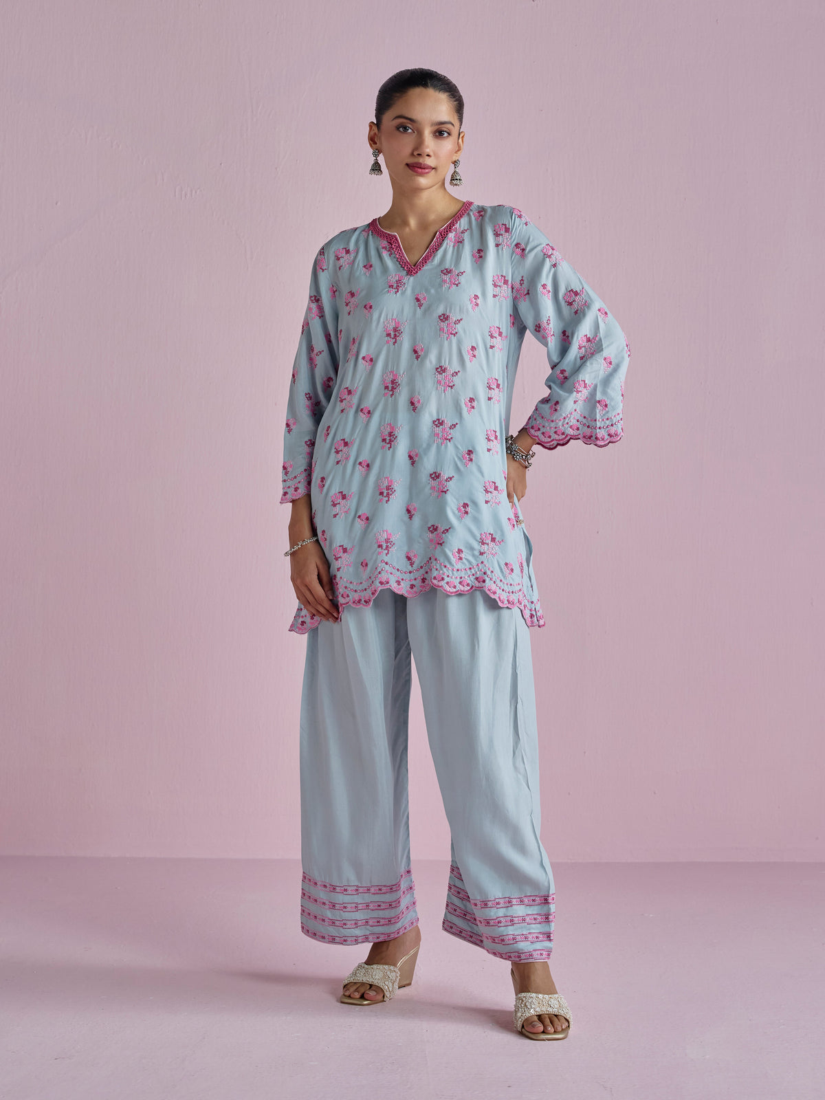 Aviya Supima Cotton Blue Kurta Set
