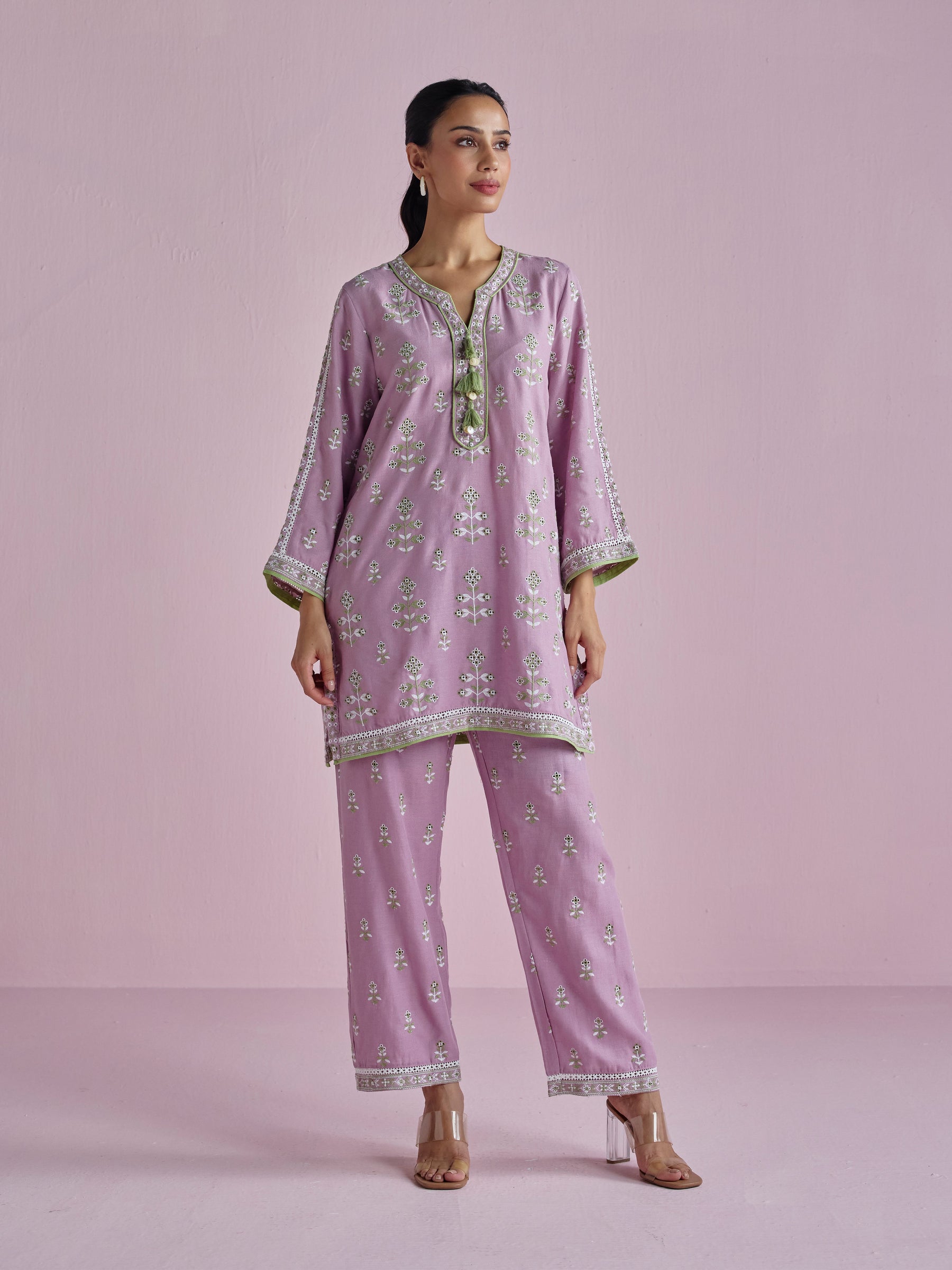 Zano Linen Lilac Kurta Set