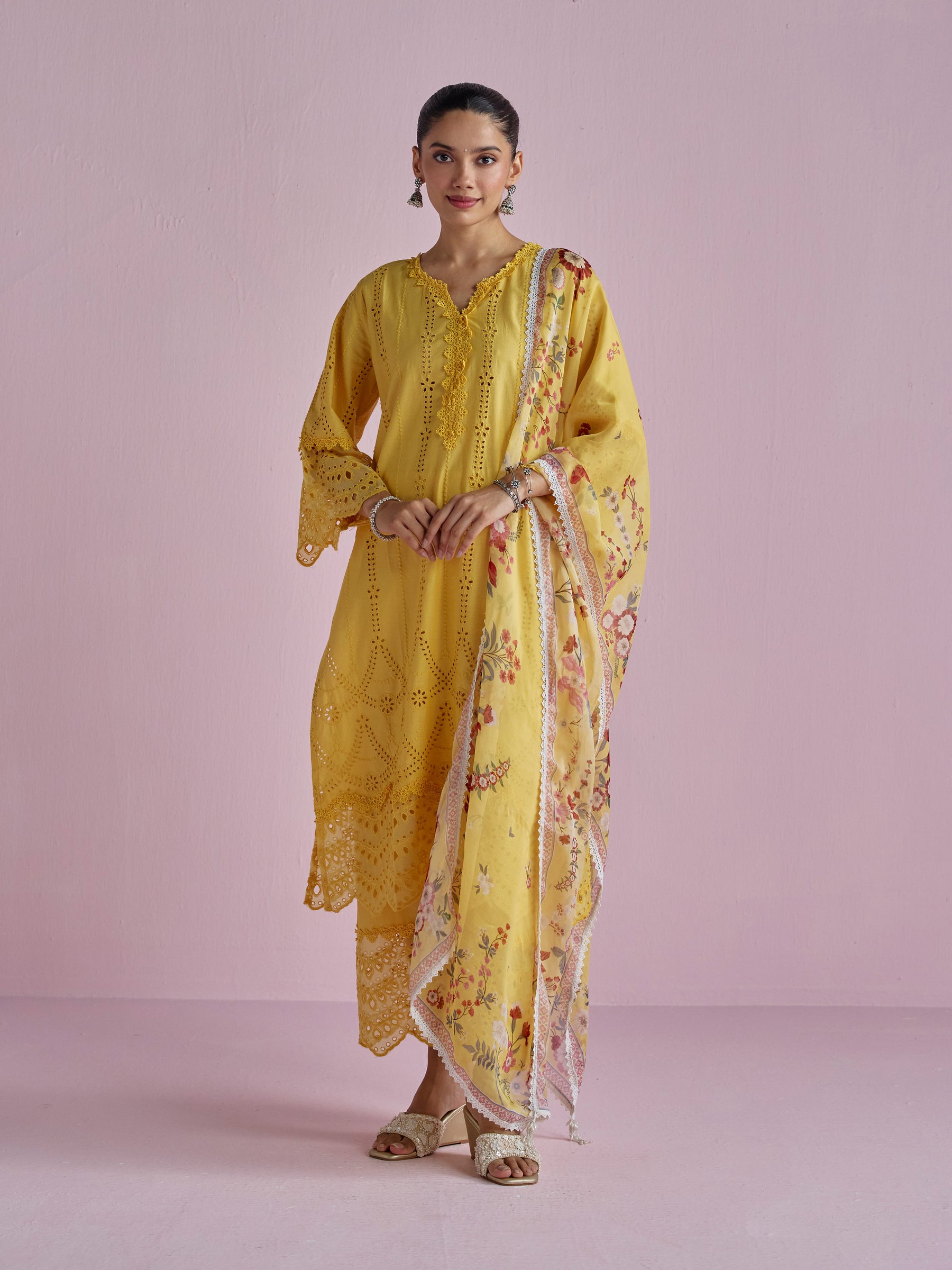 Vachi Supima Cotton Yellow Kurta Set