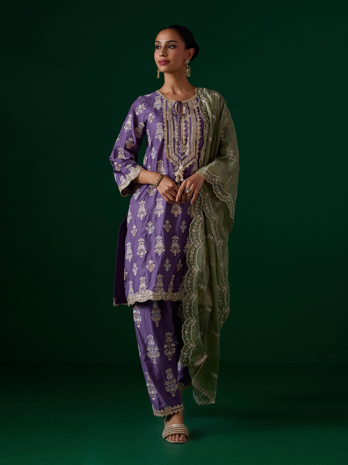 Intira Pima Satin Violet Kurta Set