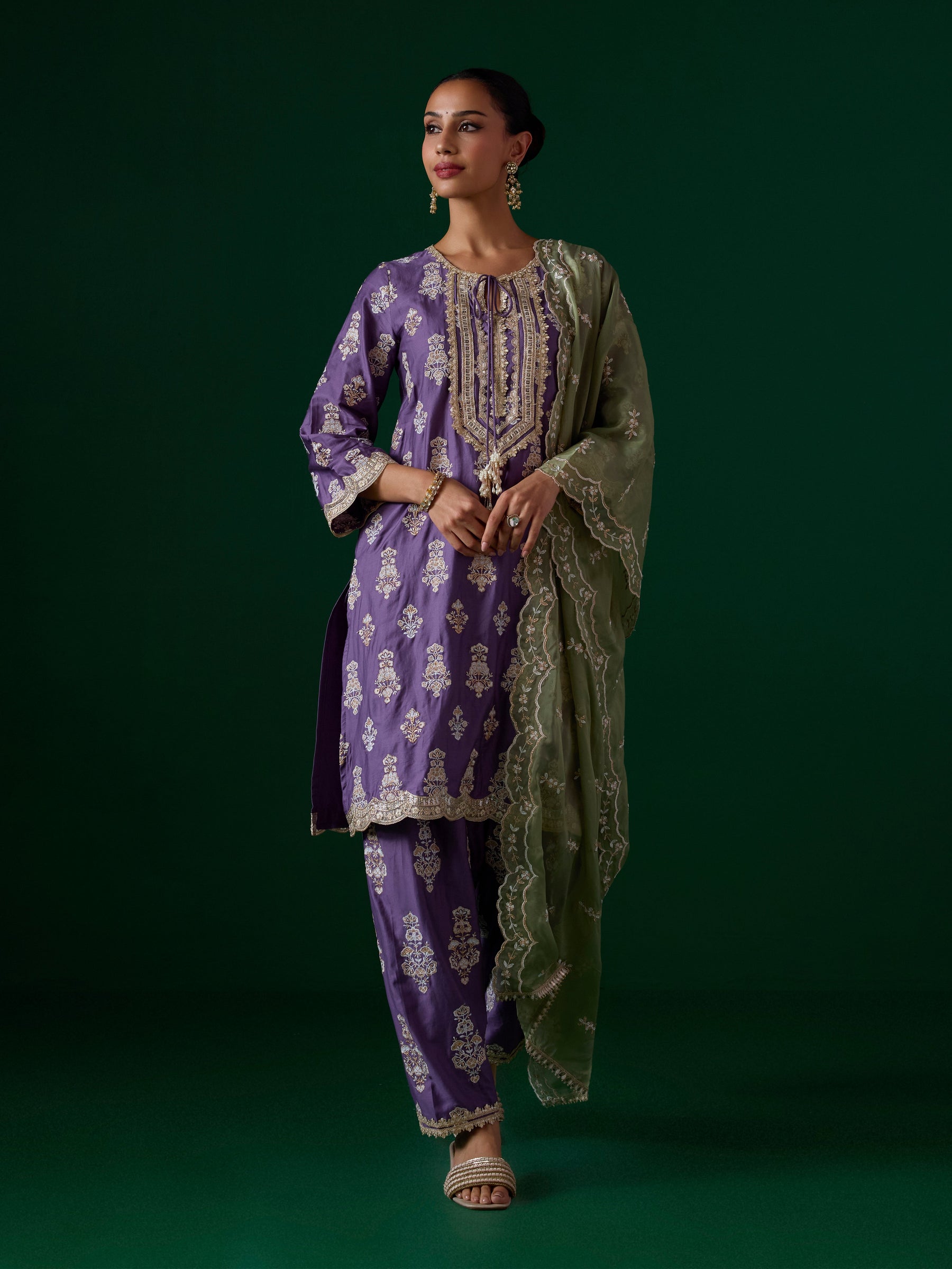 Intira Pima Satin Voilet Kurta Set