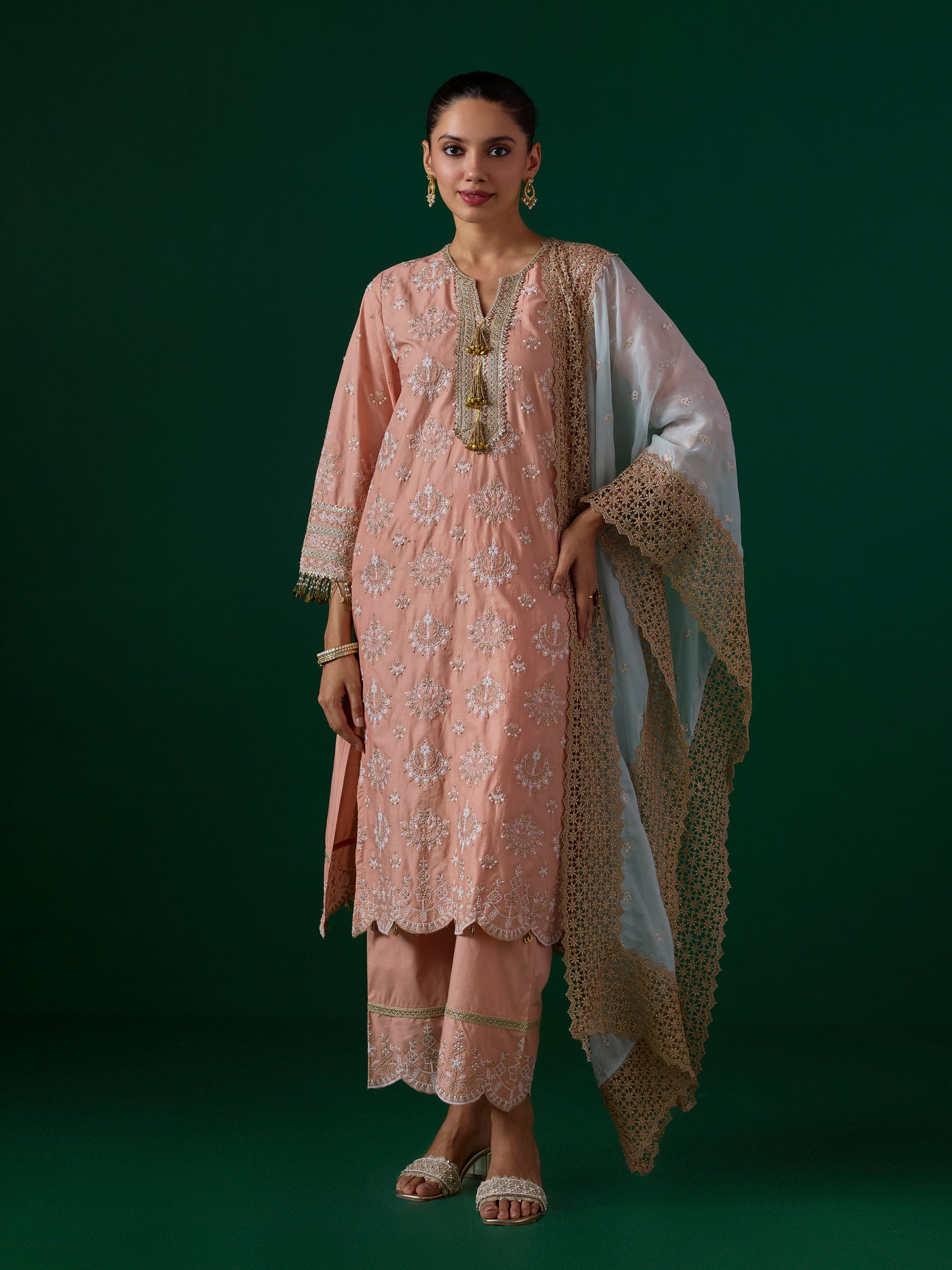 Amie Supima Cotton Peach Kurta Set