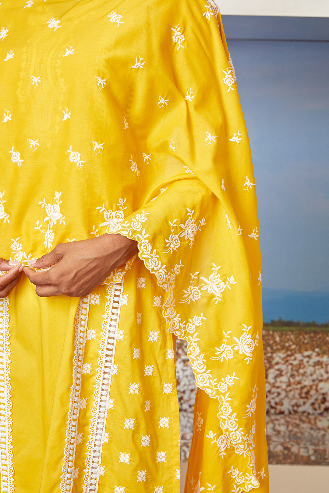 Mulmul Supima Cotton Poetry Mango Kurta