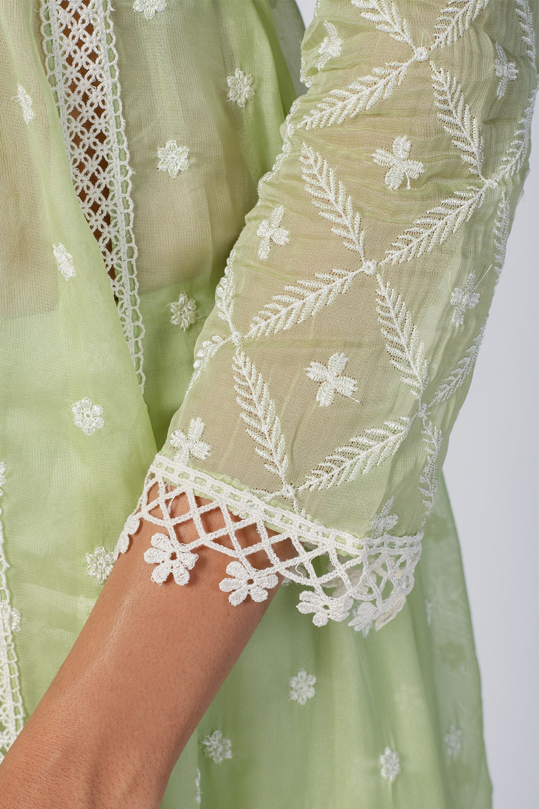 Mulmul Organza Valerie Anarkali Green Kurta