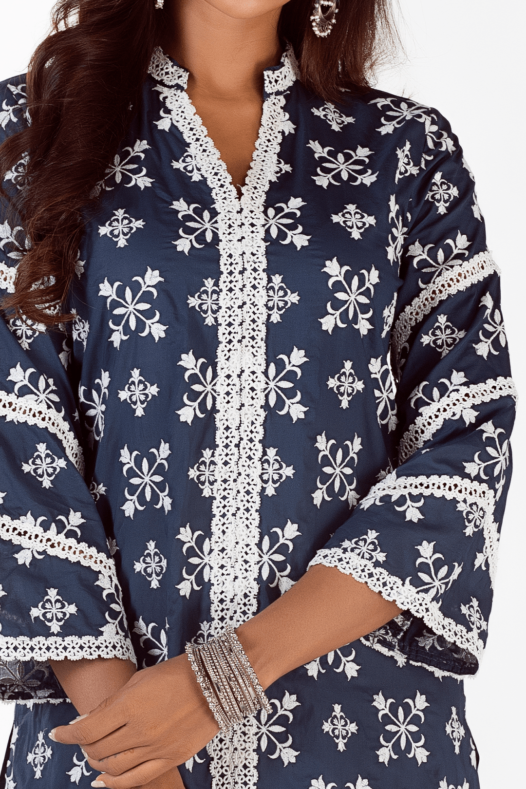 Mulmul Supima Cotton Vera Navy Kurta