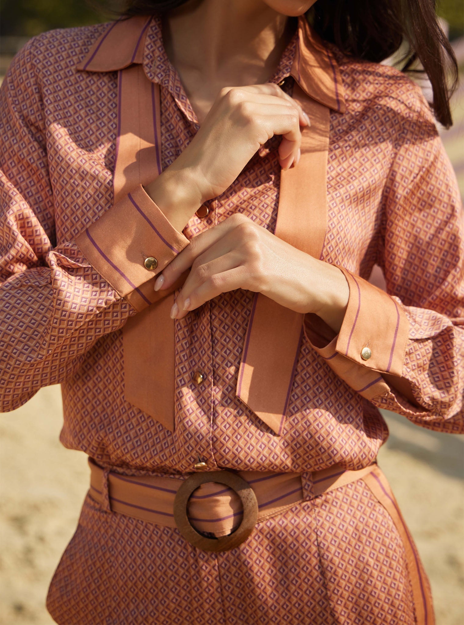 Eos Cupro Printed Brown Top