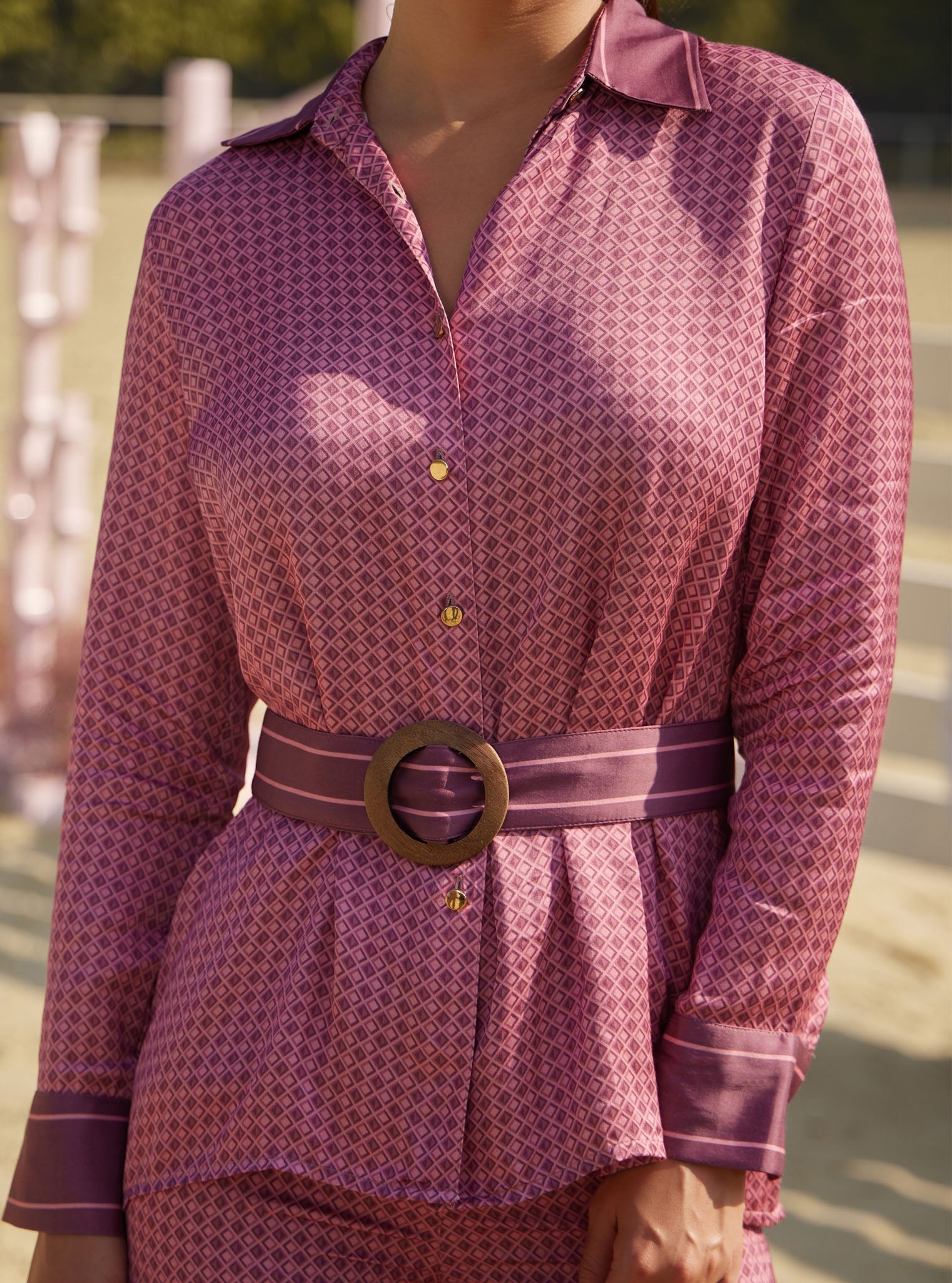 Eos Cupro Printed Pink Top