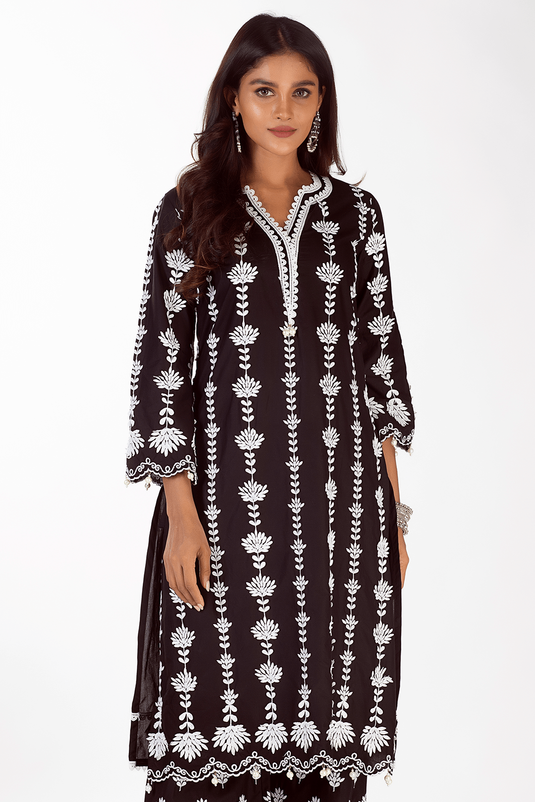 Mulmul Supima Cotton Zaira Black Kurta