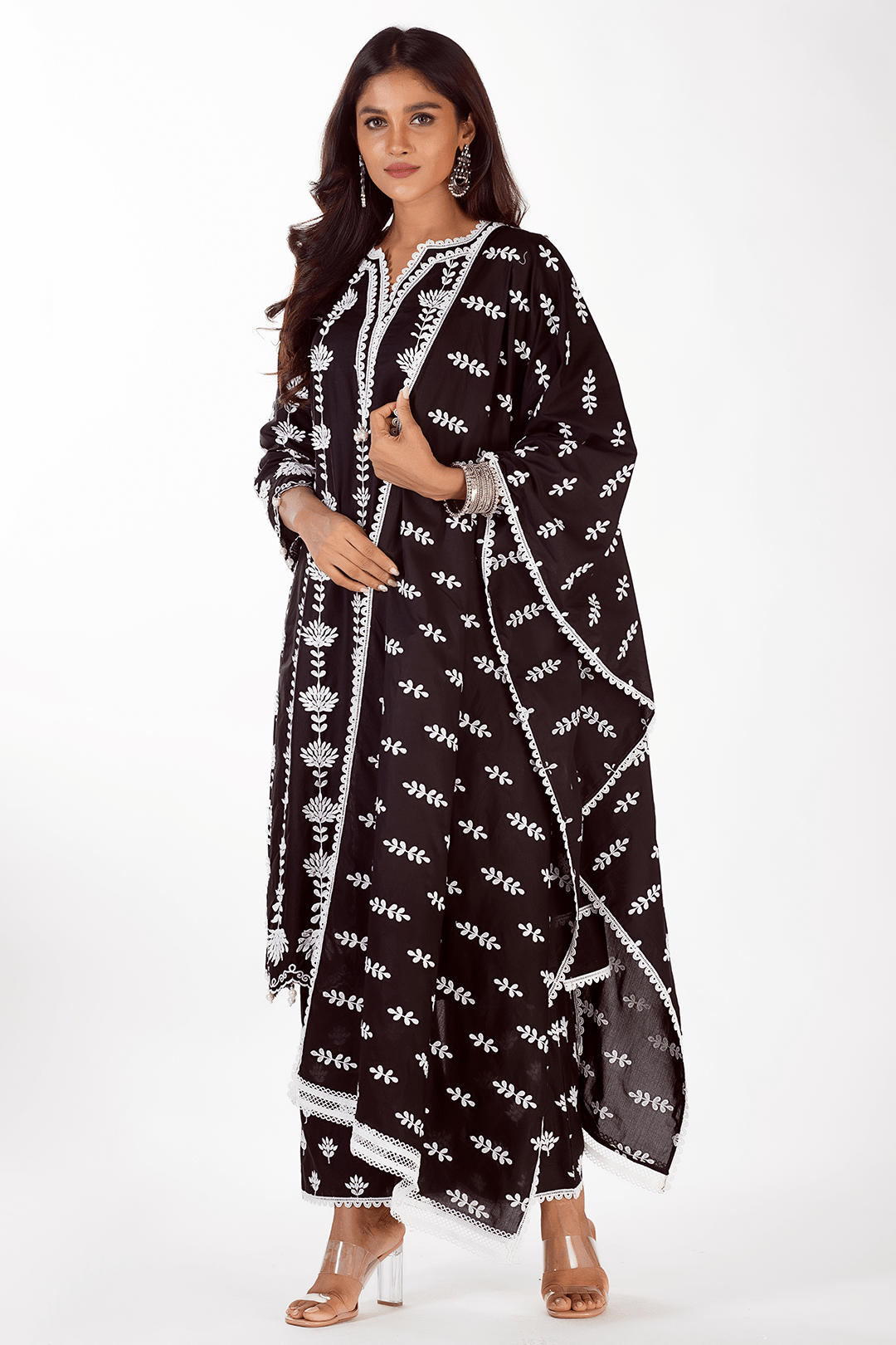 Mulmul Supima Cotton Zaira Black Kurta