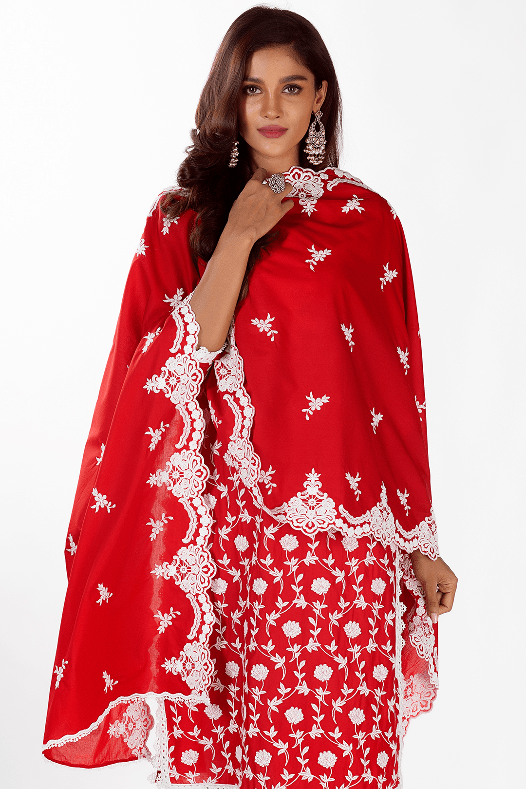 Mulmul Supima Cotton Rae Red Dupatta