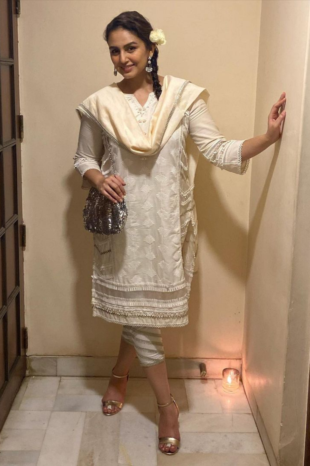 Pima Satin Keiko Kurta With Blossom Sharara