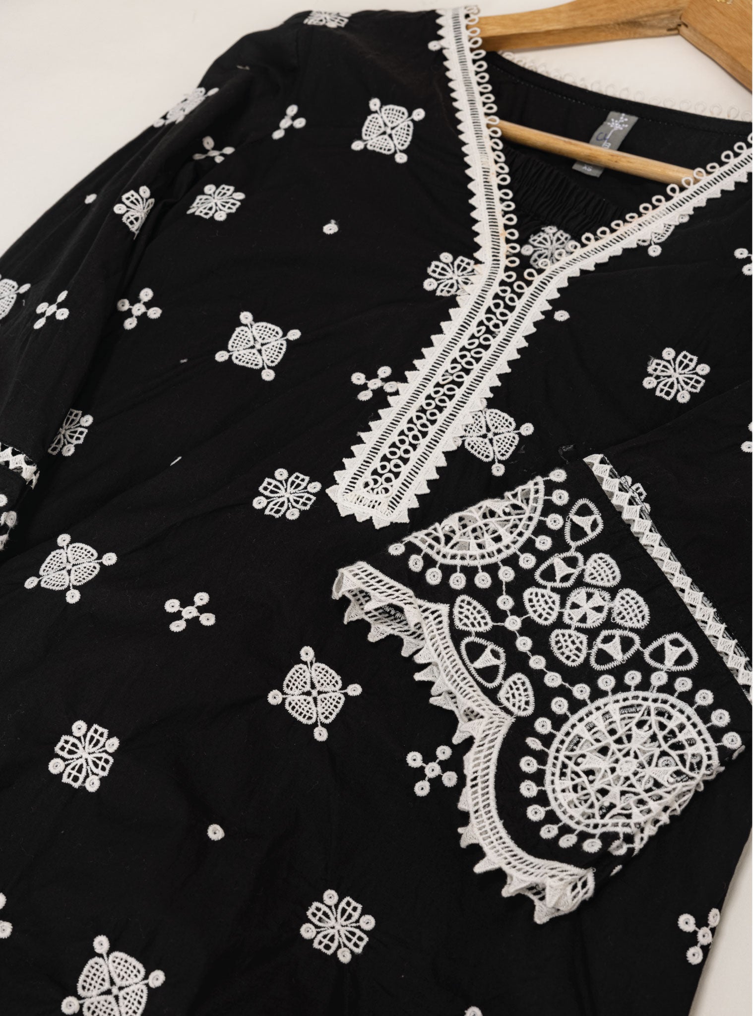 Mulmul Supima Cotton Leh Black Kurta