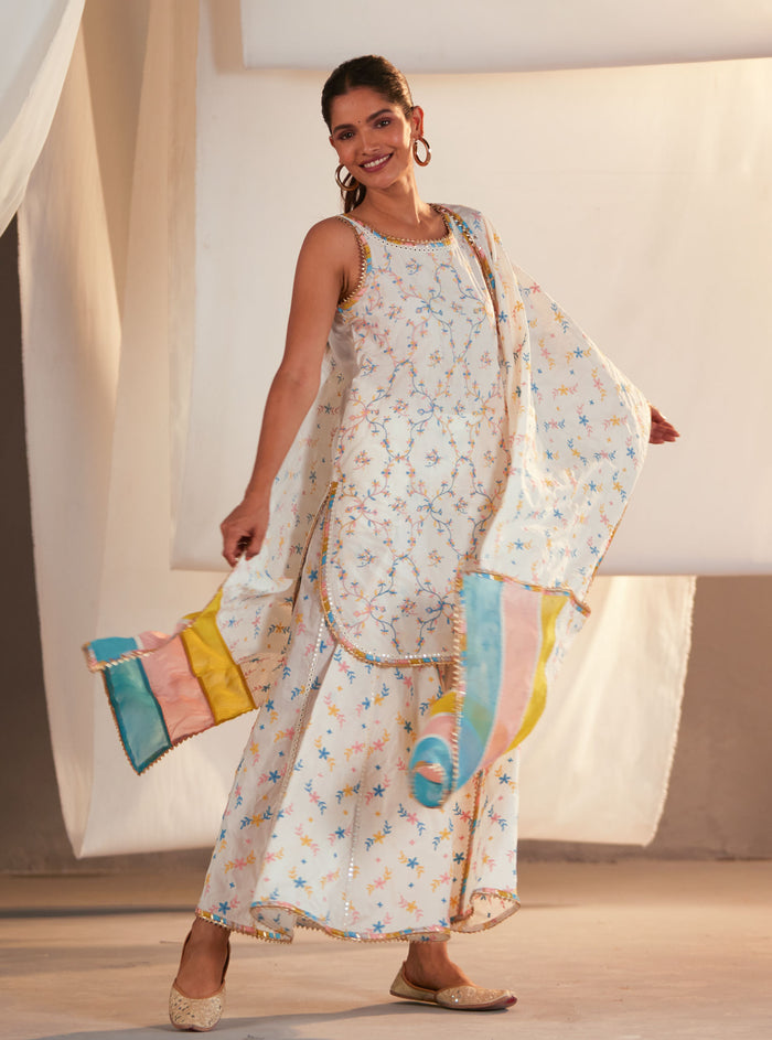 Mulmul Supima Cotton Makayla Off White Kurta