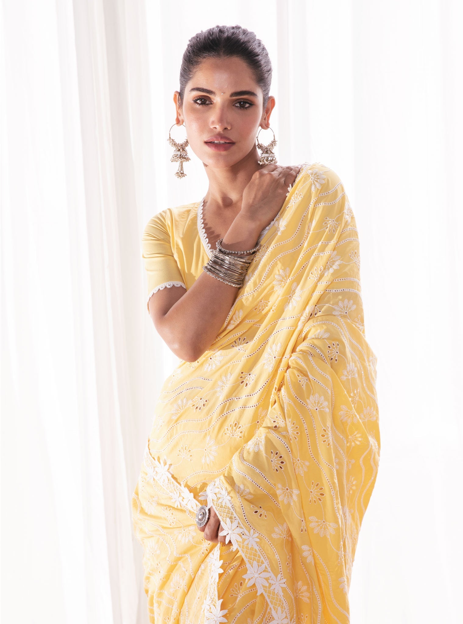 Mulmul Cotton Mirik Yellow Saree