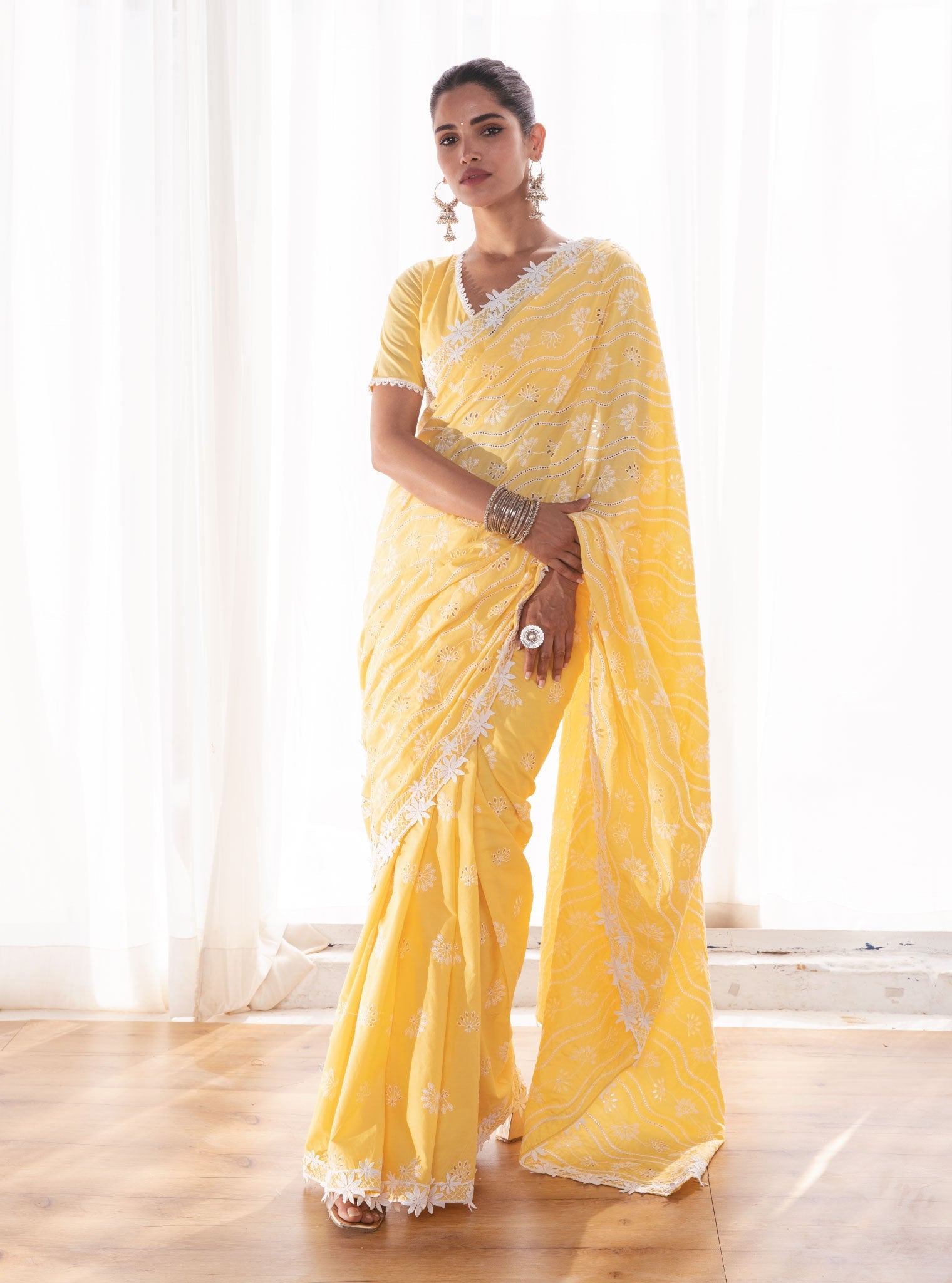 Mulmul Cotton Mirik Yellow Saree