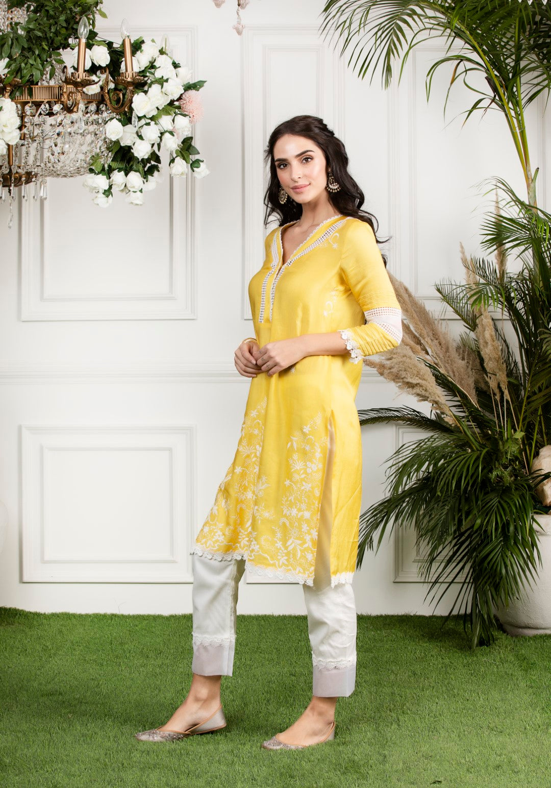 Morning Glory Organza Slim Kurta Set