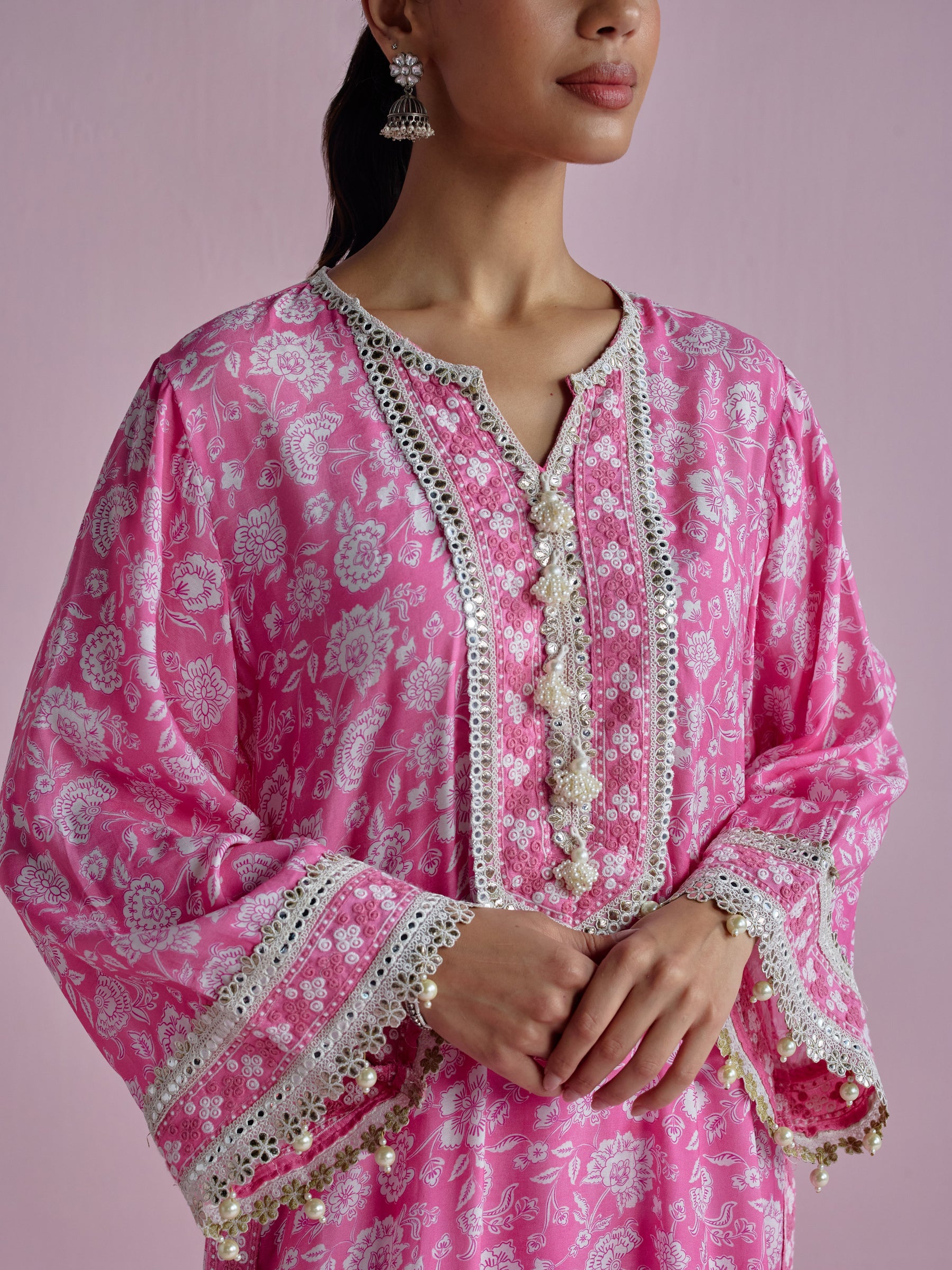Ura Lawn Printed Pink Kurta Set