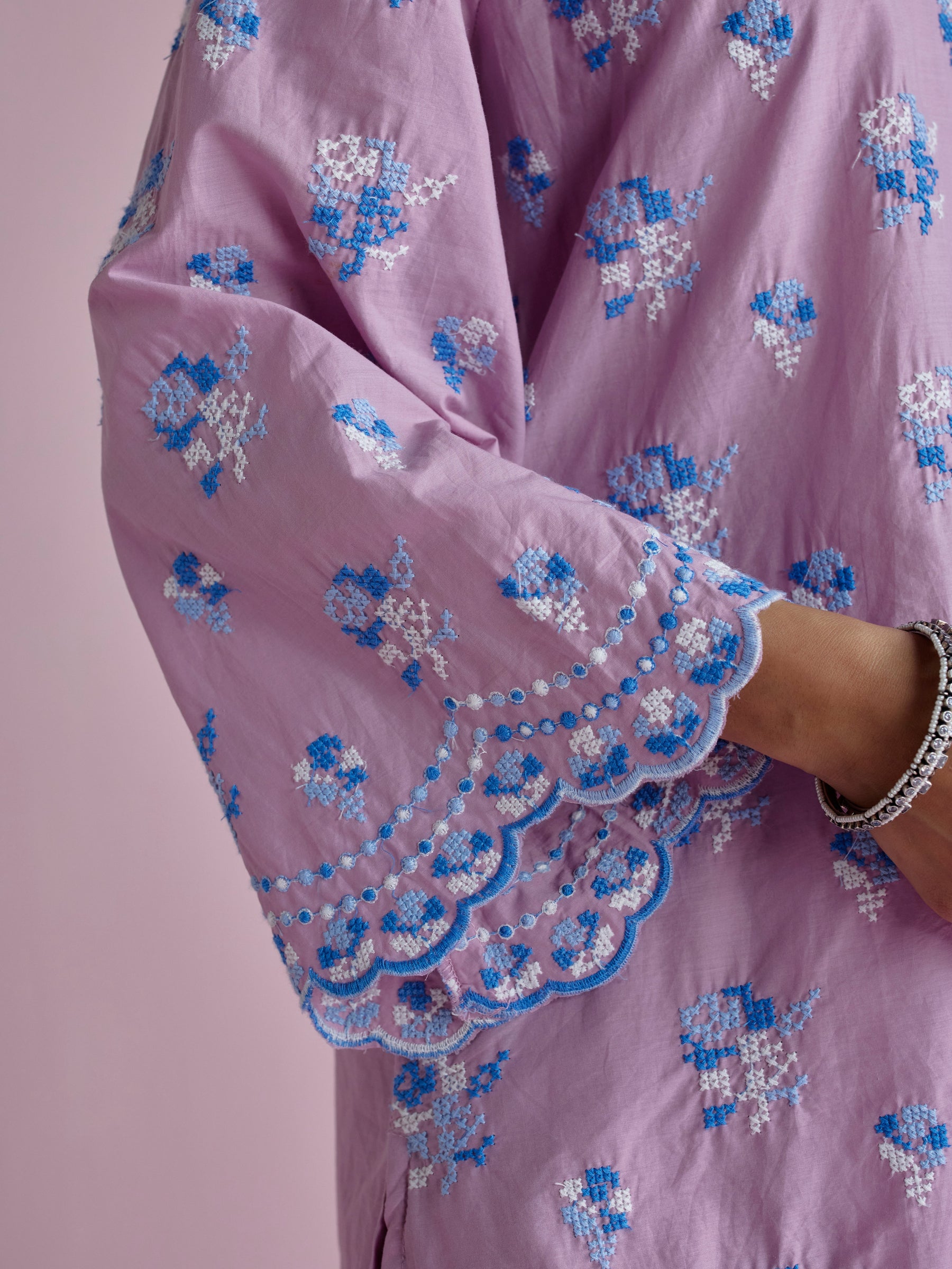 Aviya Supima Cotton Lilac Kurta With Farshi Salwar