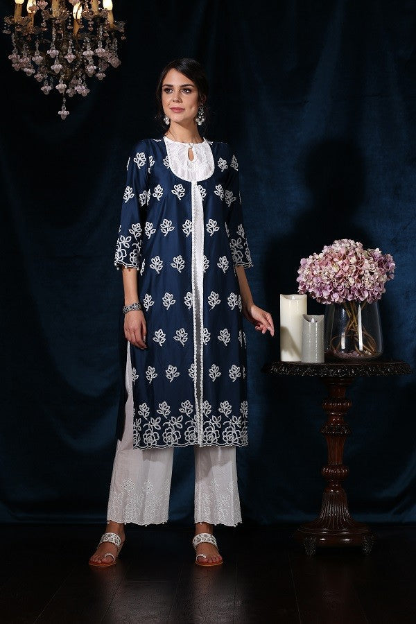 Rosedrop Navy Kurta