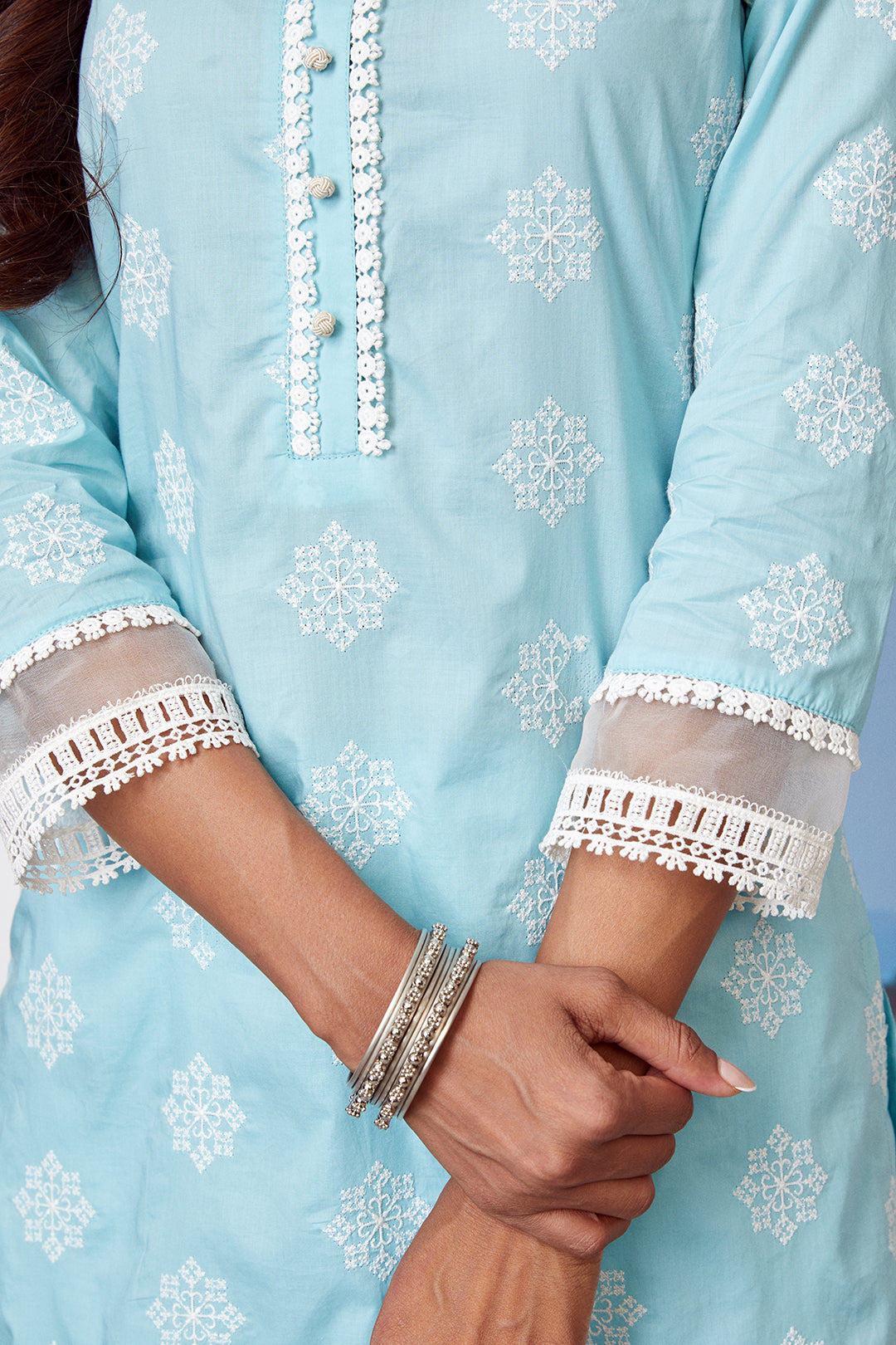 Mulmul Supima Cotton Snow Flake Kurta