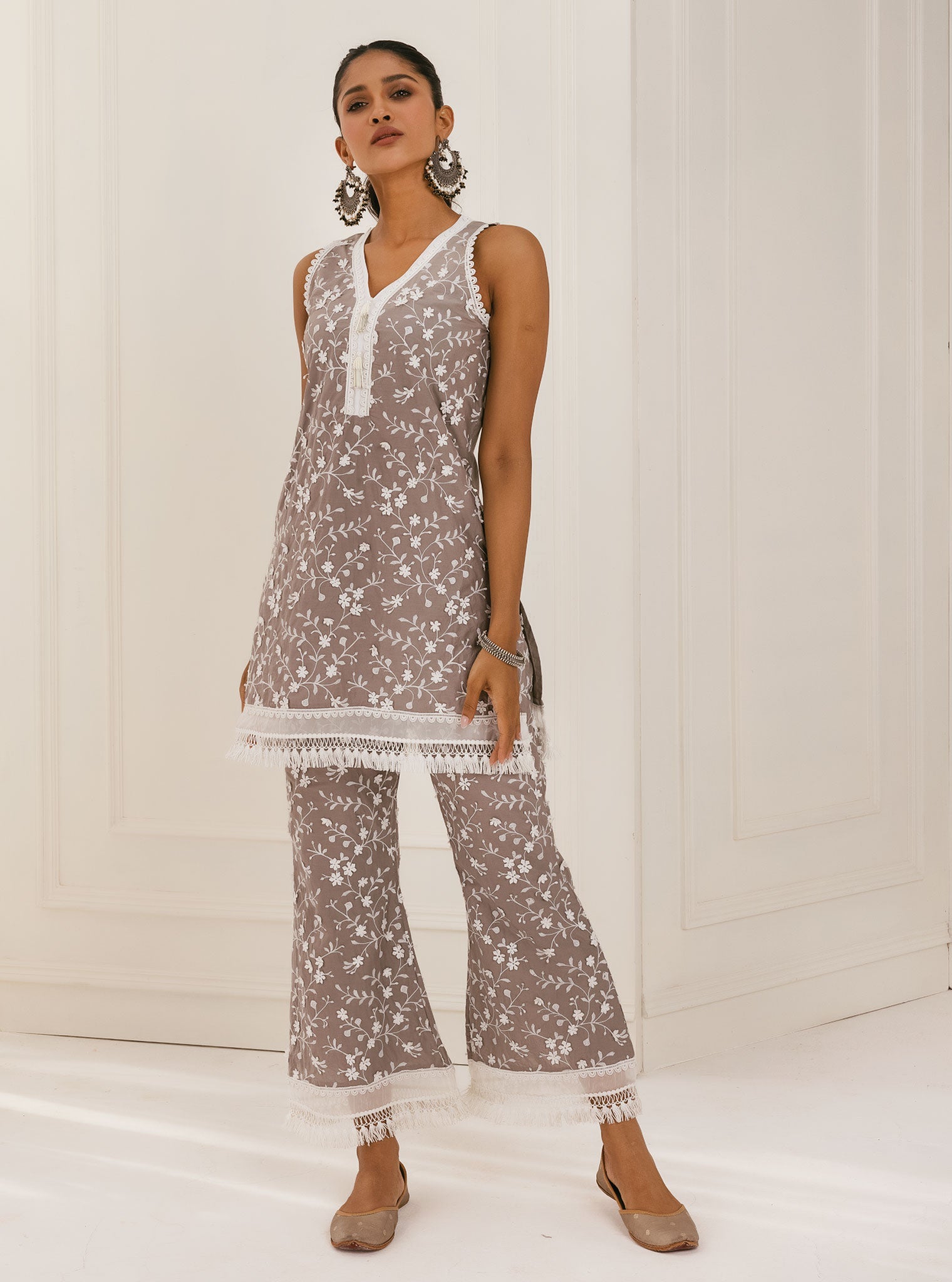 Mulmul Supima Cotton Spiti Grey Palazzo