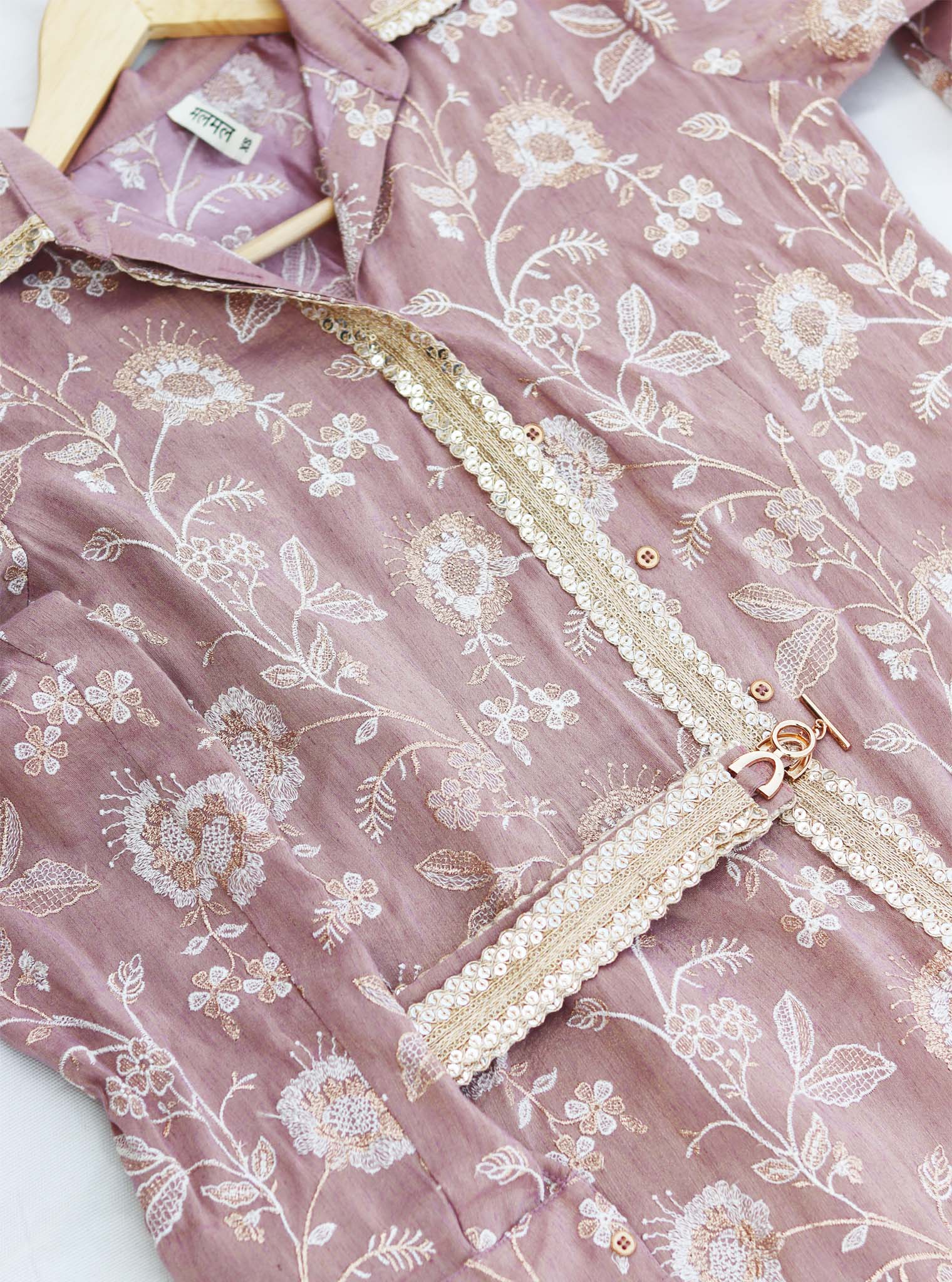 Mulmul Tissue Satin Savera Lilac Shirt with Mulmul Luxe Tissue Satin Savera Lilac Pant