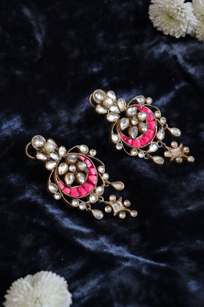 Floral Pink Polki Earrings