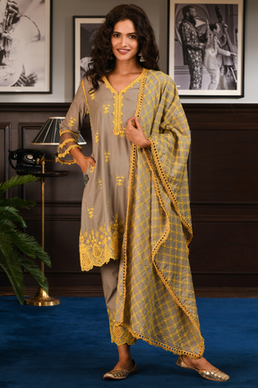 Mulmul Cotton Bliss Kurta With Bliss Pants